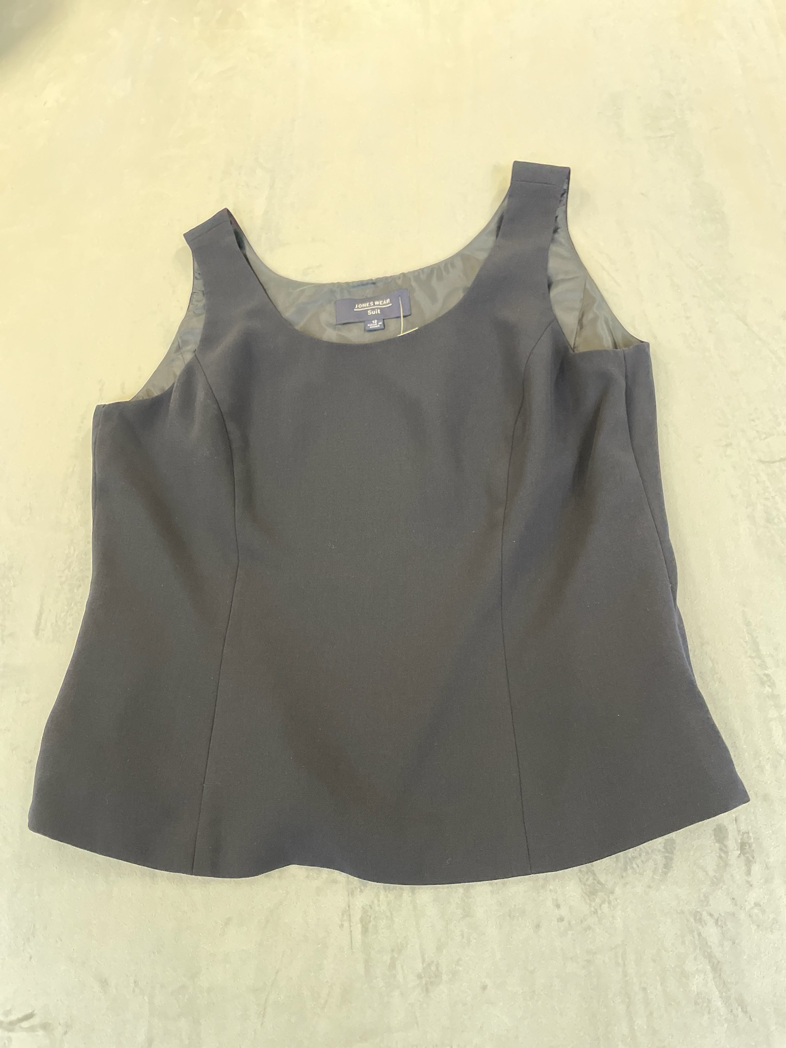 Jones Wear Navy Woven Suiting Sleeveless Dress Size Size 12