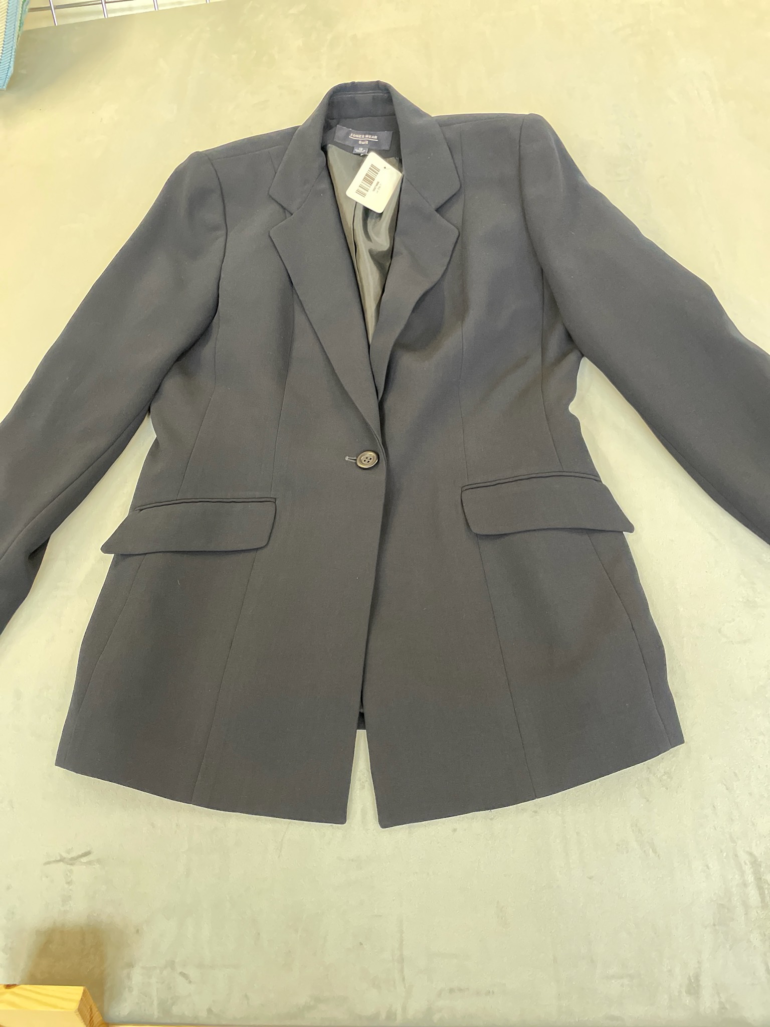 Jones Wear Dark Navy Woven Suiting Blazer Size Size 12
