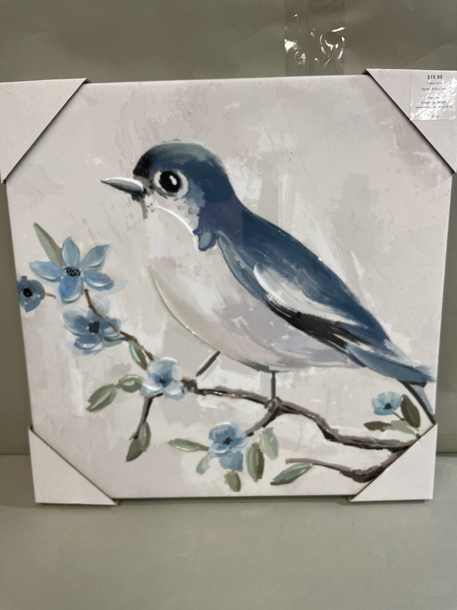 Hobby Lobby Blue and White Stretched Canvas Wall Art Size 14x18 in