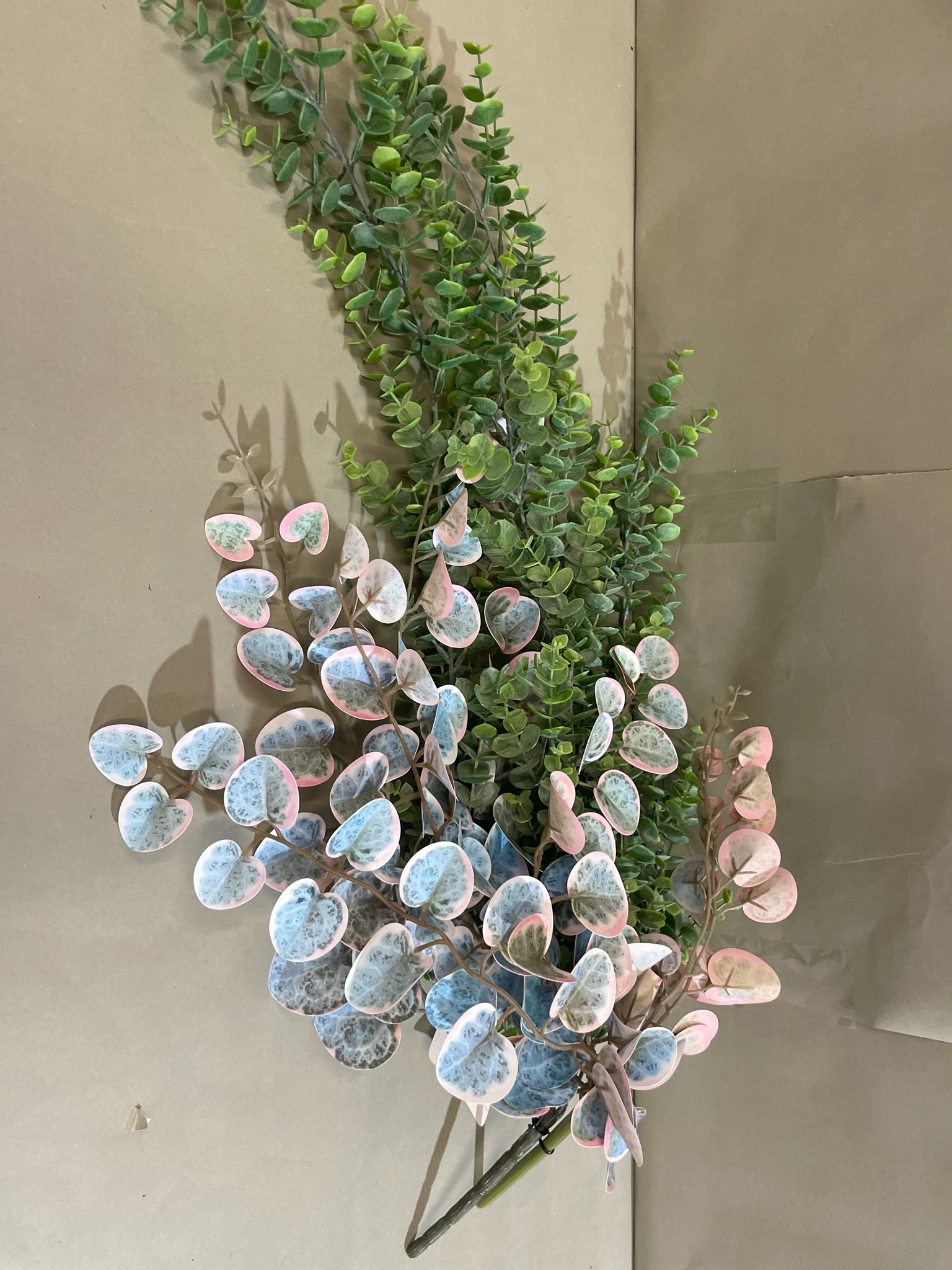 Green Variegated Faux Eucalyptus Stems