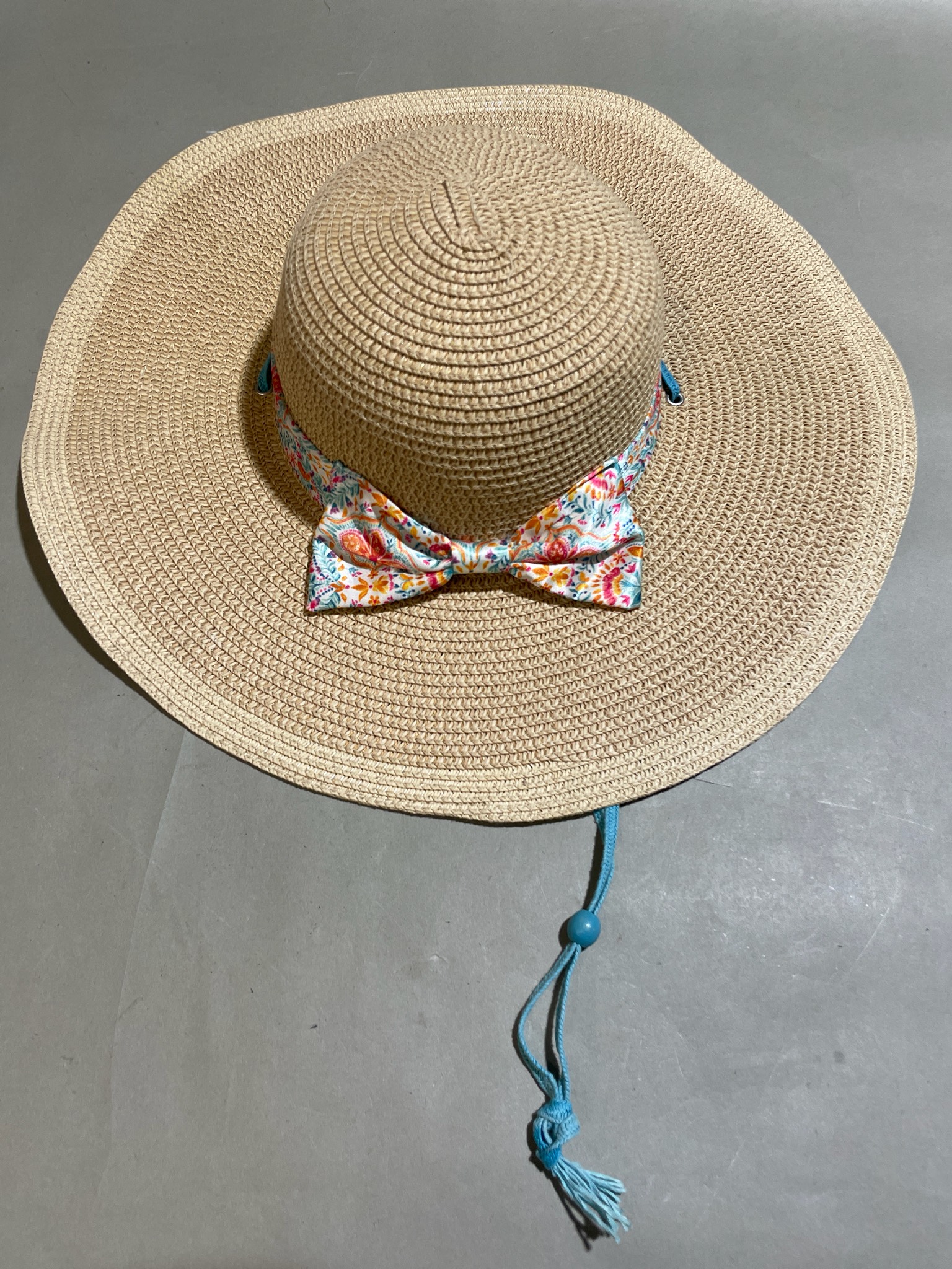 Natural Beige Woven Wide-Brim Sun Hat