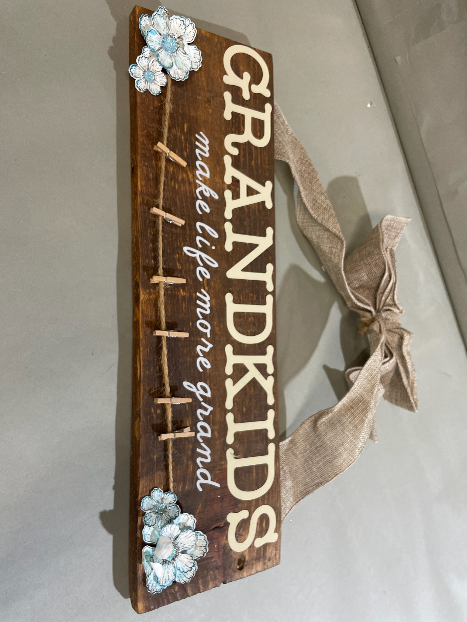 Dark Brown Photo-Clip Wooden Wall Sign