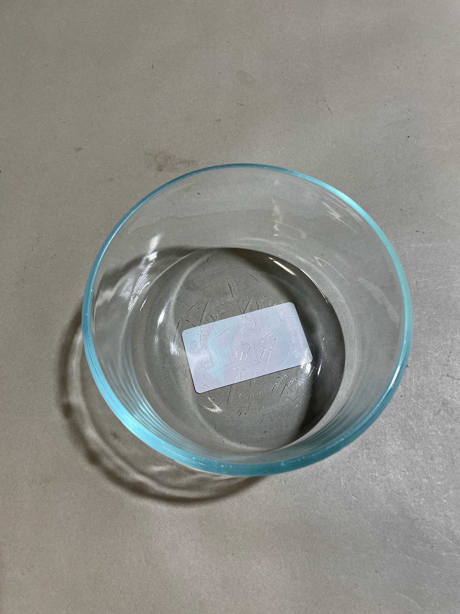 Pyrex Clear Aqua Rim Glass Bowl