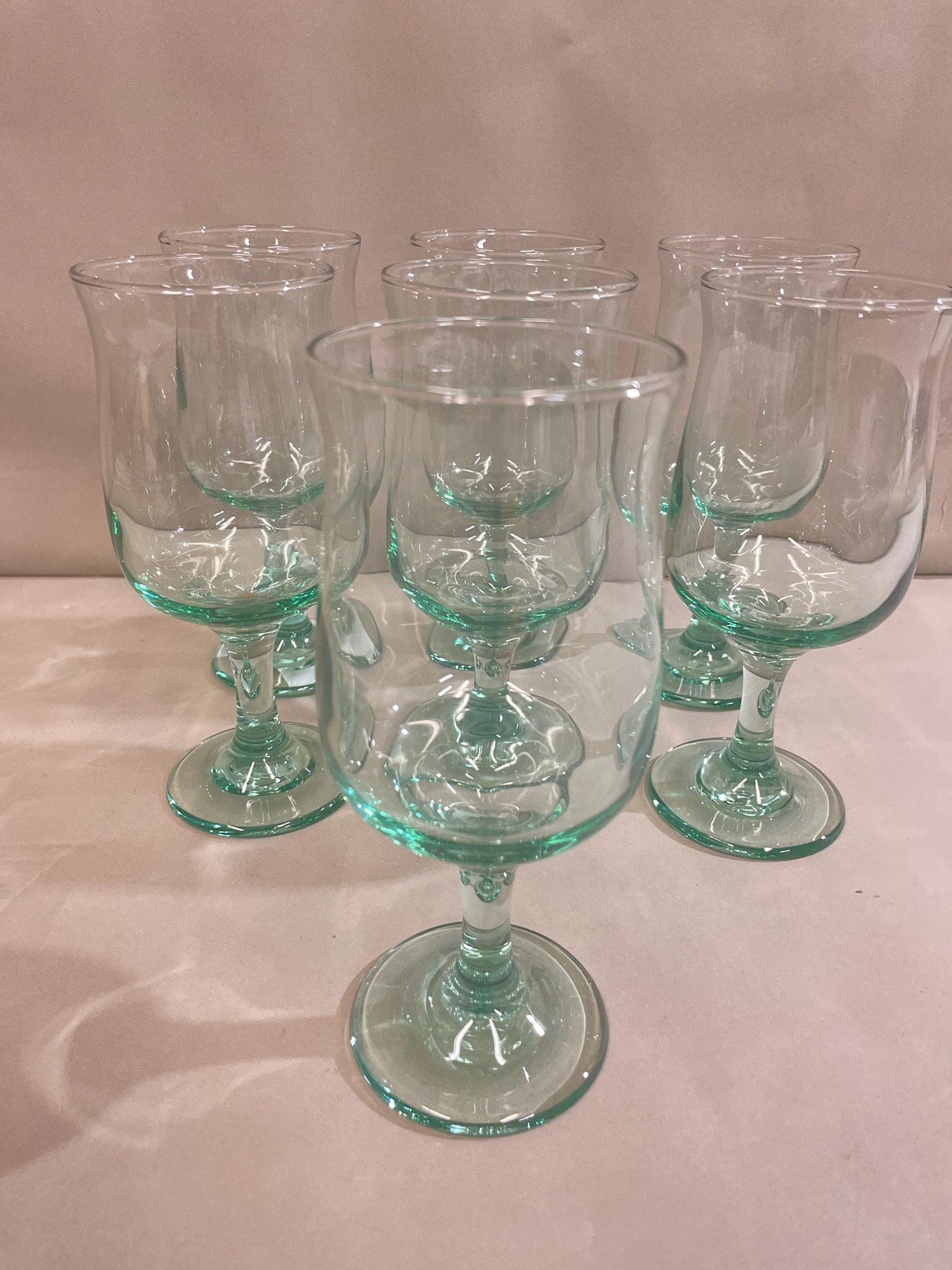 Light Green Tinted Stemmed Goblet Set