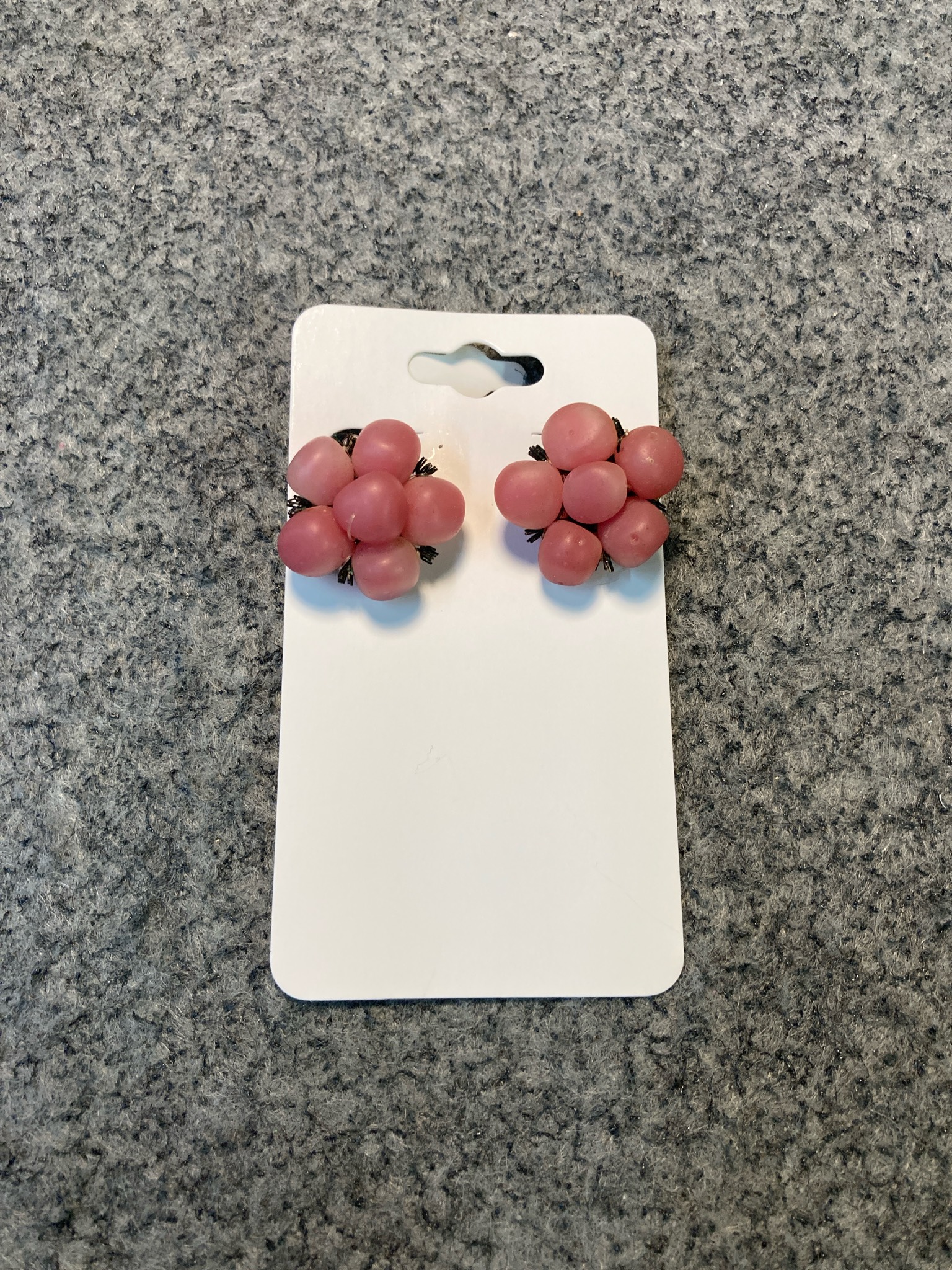 Vintage Italy Signed Bead Cluster Clip-On Earrings