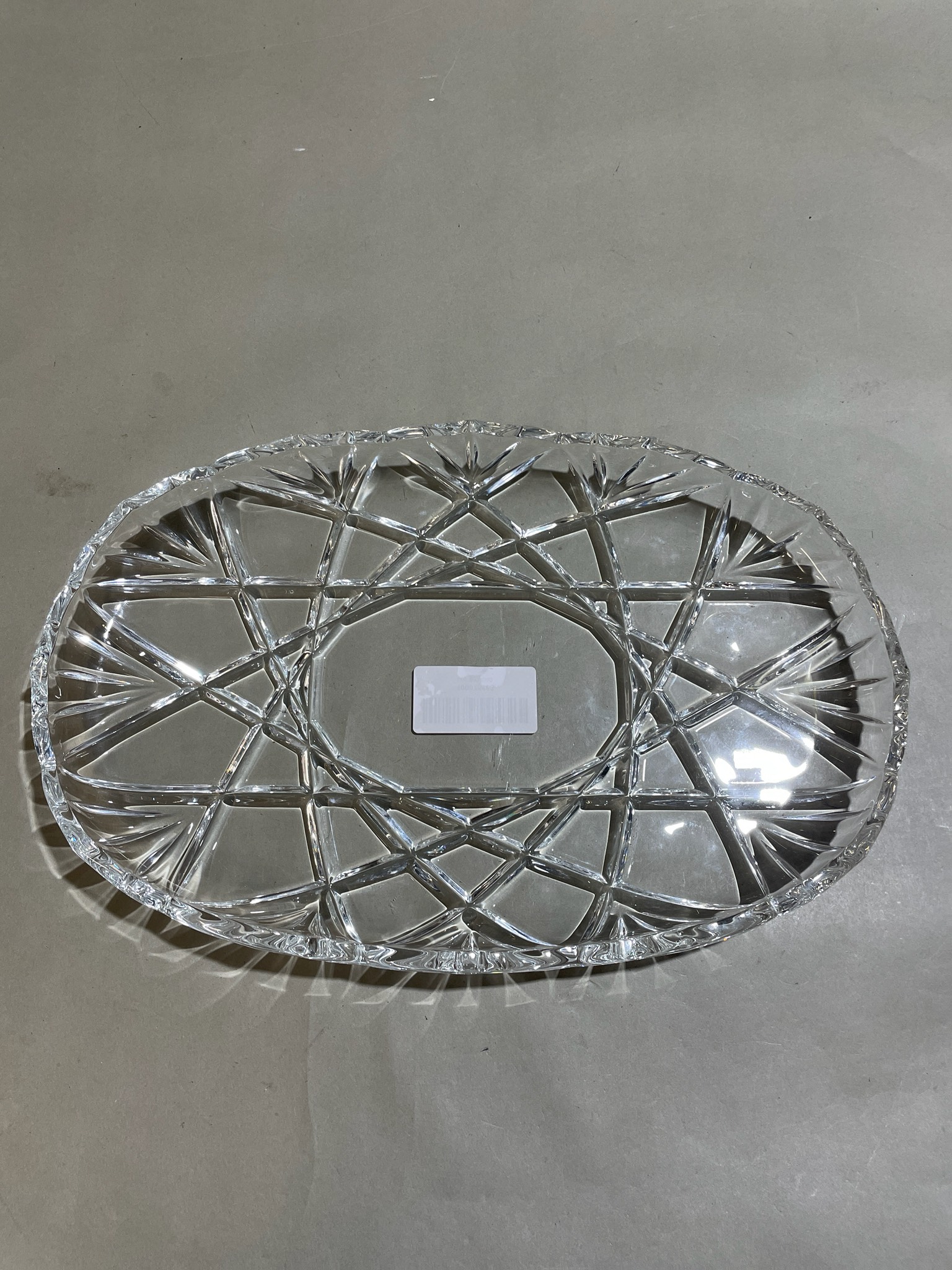 Clear Oval Cut-Glass Serving Platter