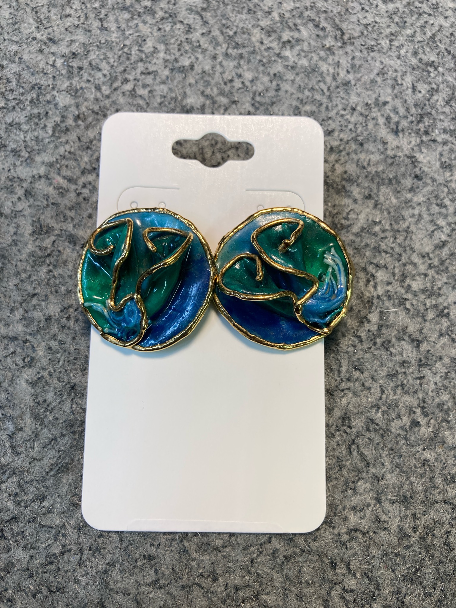 Vintage Teal Swirled Stud Earrings