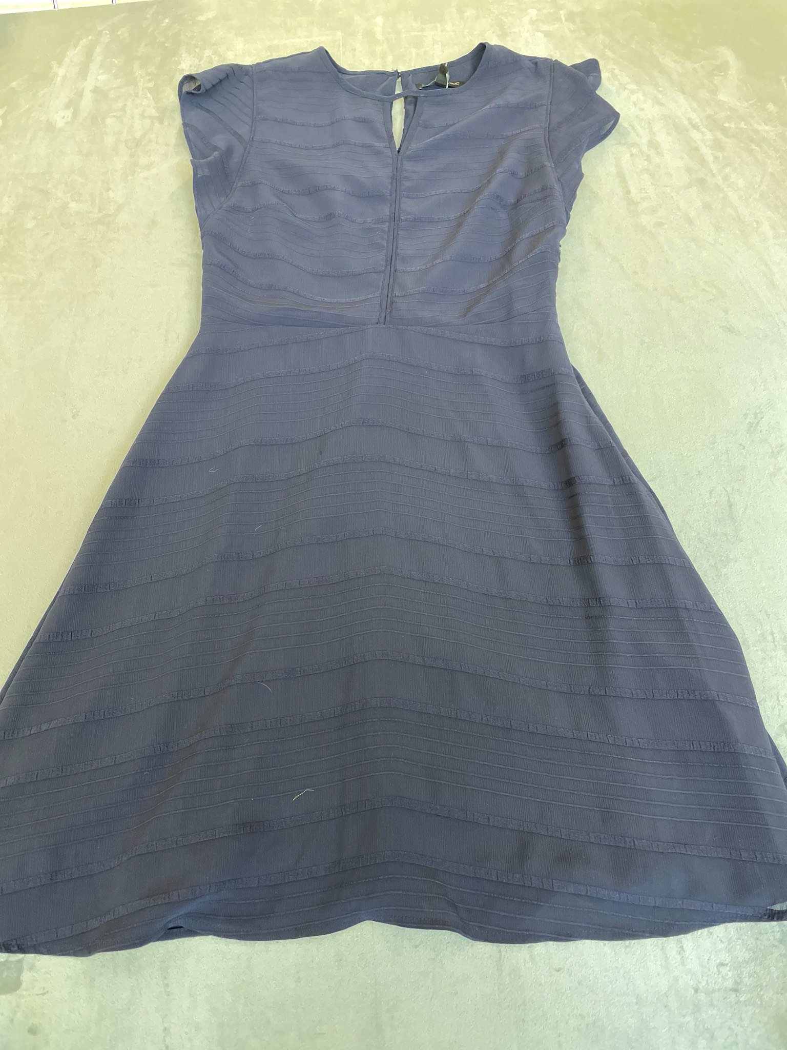 Banana Republic Navy Textured Woven Fit-and-Flare Dress Size Size 6