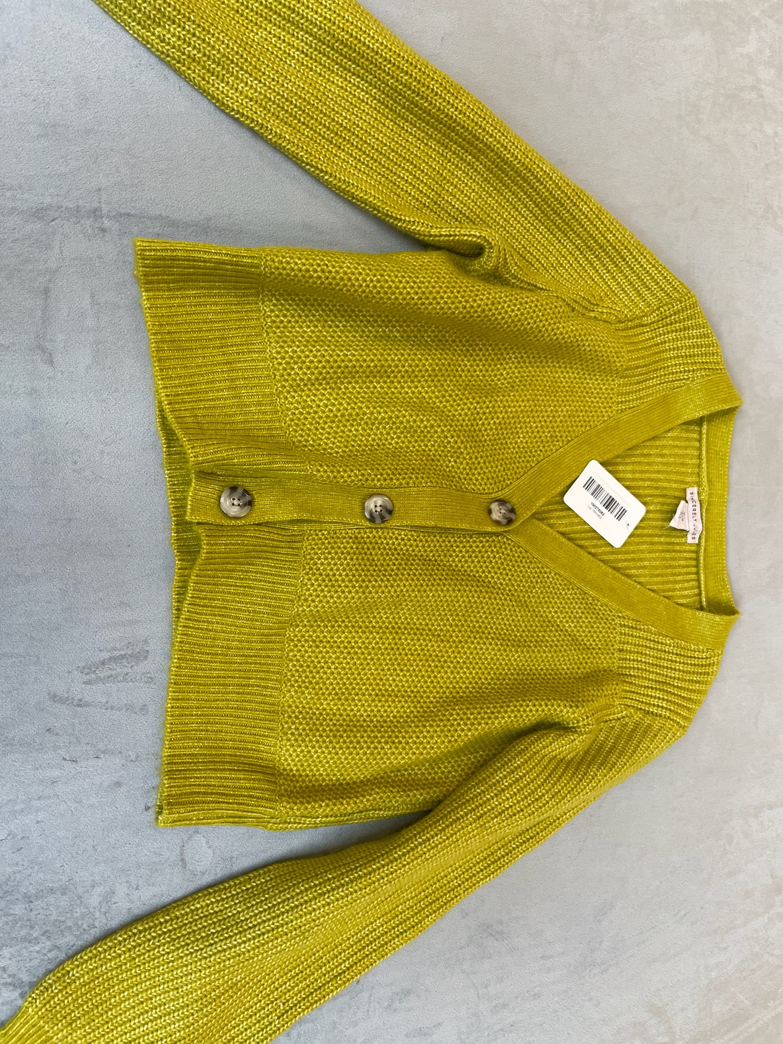 Sincerely Jules Chartreuse Knit Cardigan Size Large
