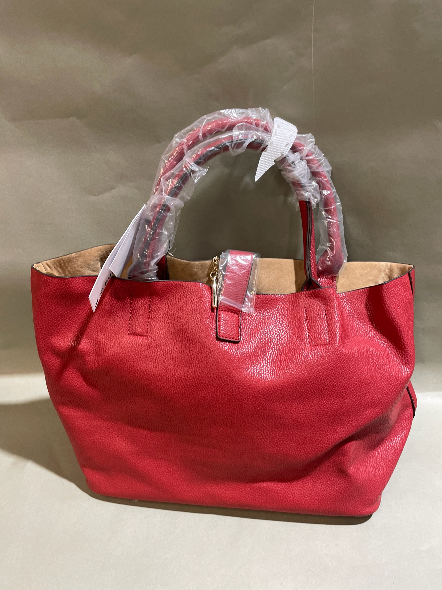 JustFab Red Pebbled Tote Bag