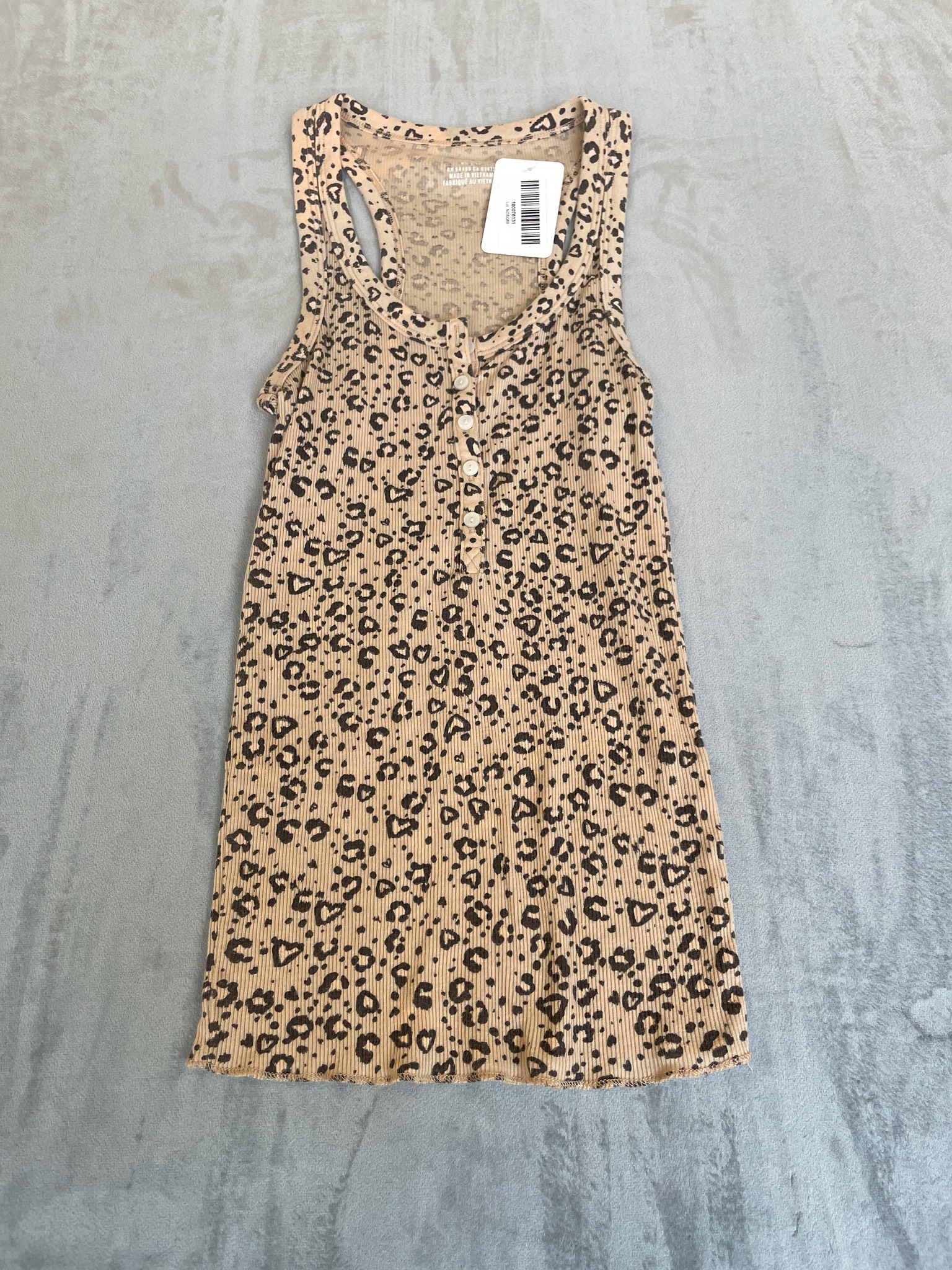 Aerie Tan Leopard Ribbed Tank Dress Size XS
