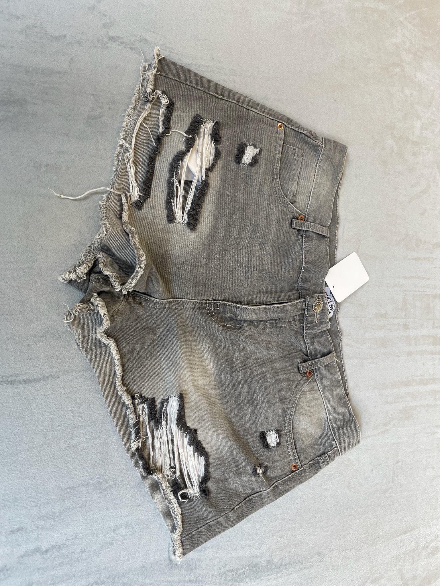 Refuge Grey Distressed Denim Shorts Size 07