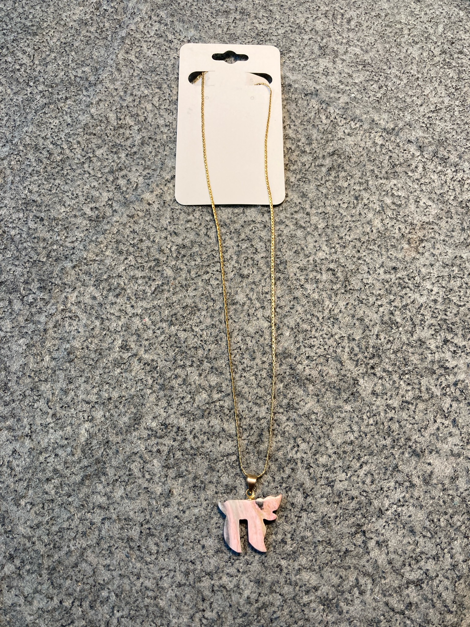 Pink Carved Pendant Necklace