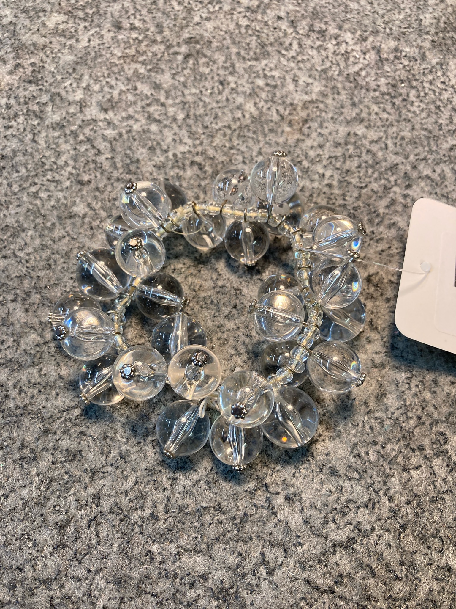 Clear Rhinestone-Accented Beaded Bracelet