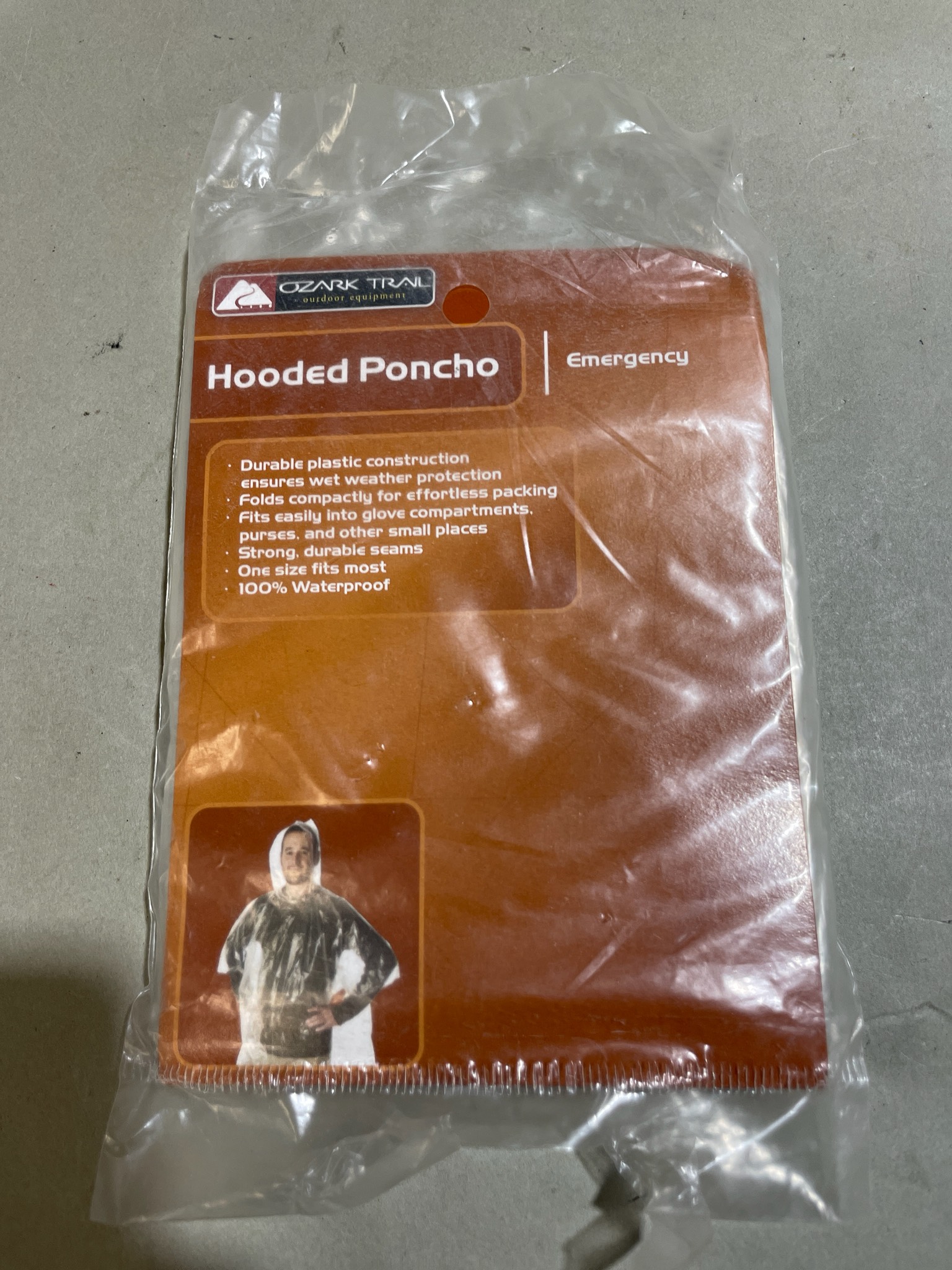 Ozark Trail Clear Plastic Hooded Poncho Size One size fits most