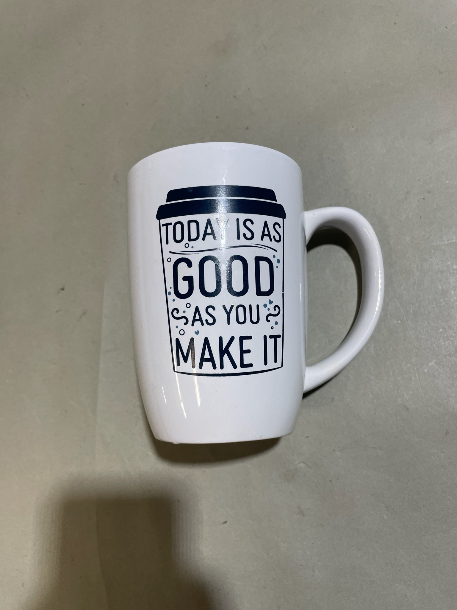 White Navy Print Ceramic Coffee Mug