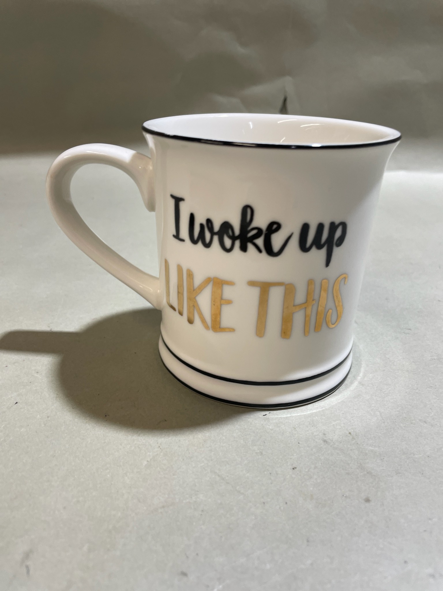 White Gold Lettering Ceramic Mug