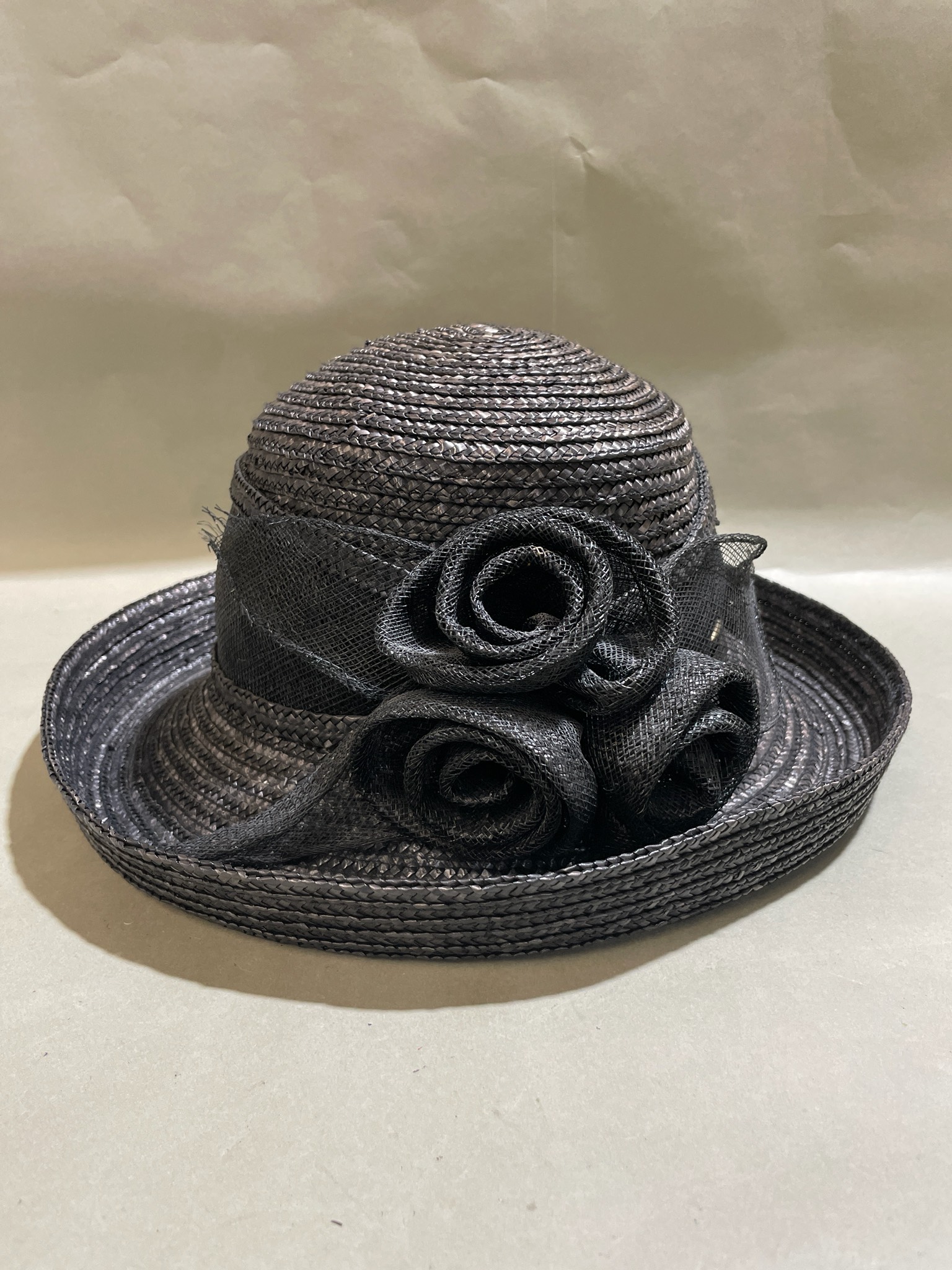 Scala Black Wide Brim Straw Hat