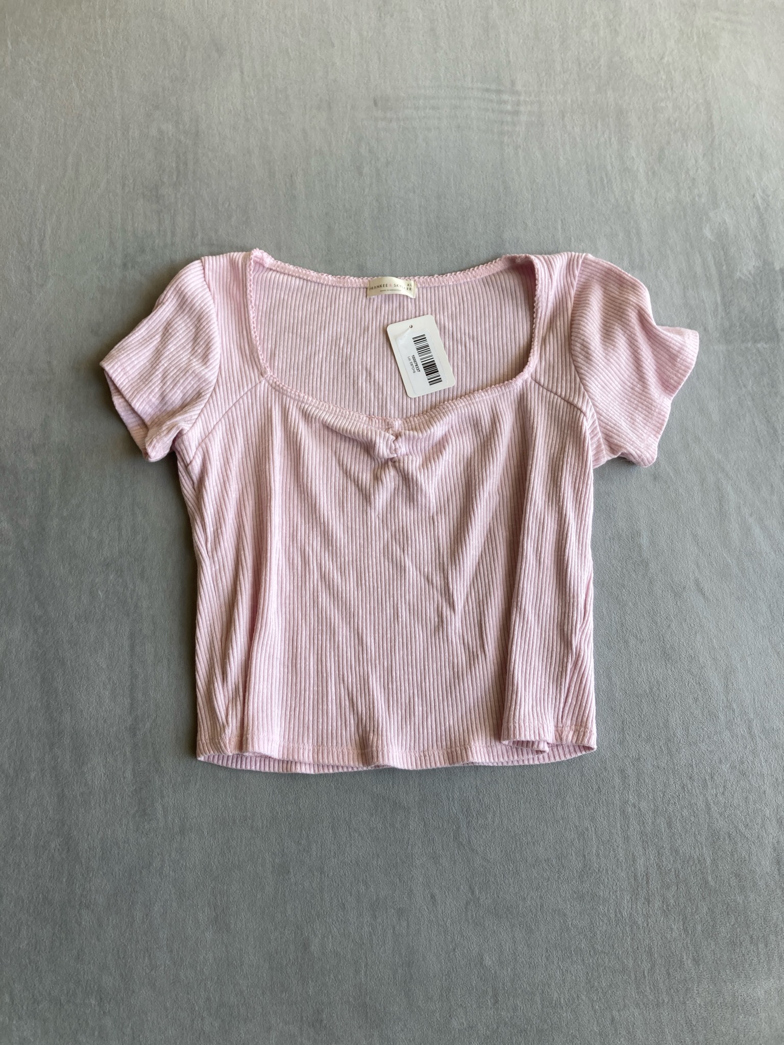 FRANKEE & SKYLARR Light Pink Ribbed Knit Top Size XL