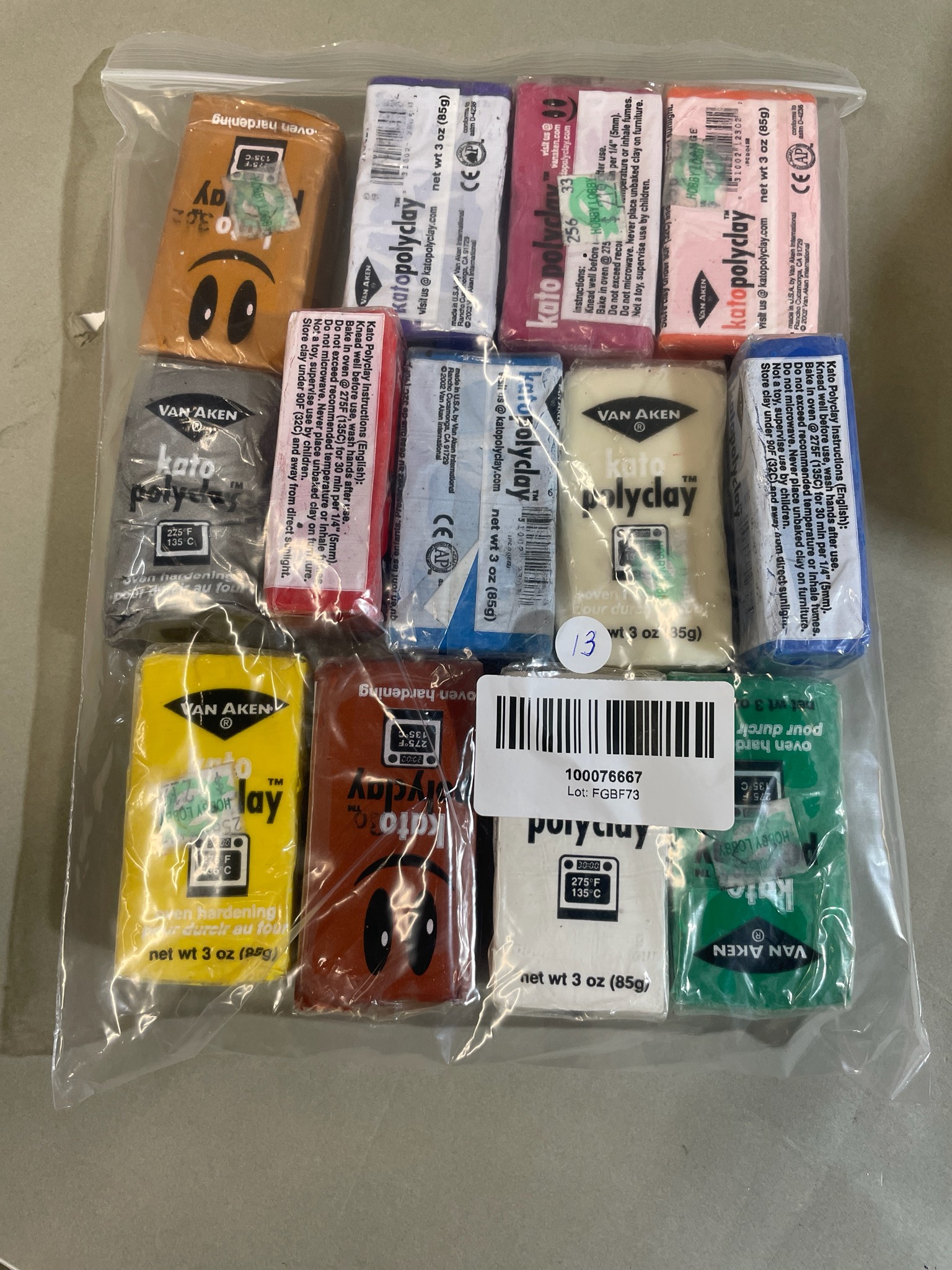 Kato Polyclay (Van Aken) Assorted Colors Polymer Clay Bars Size 3 oz (85 g) per bar