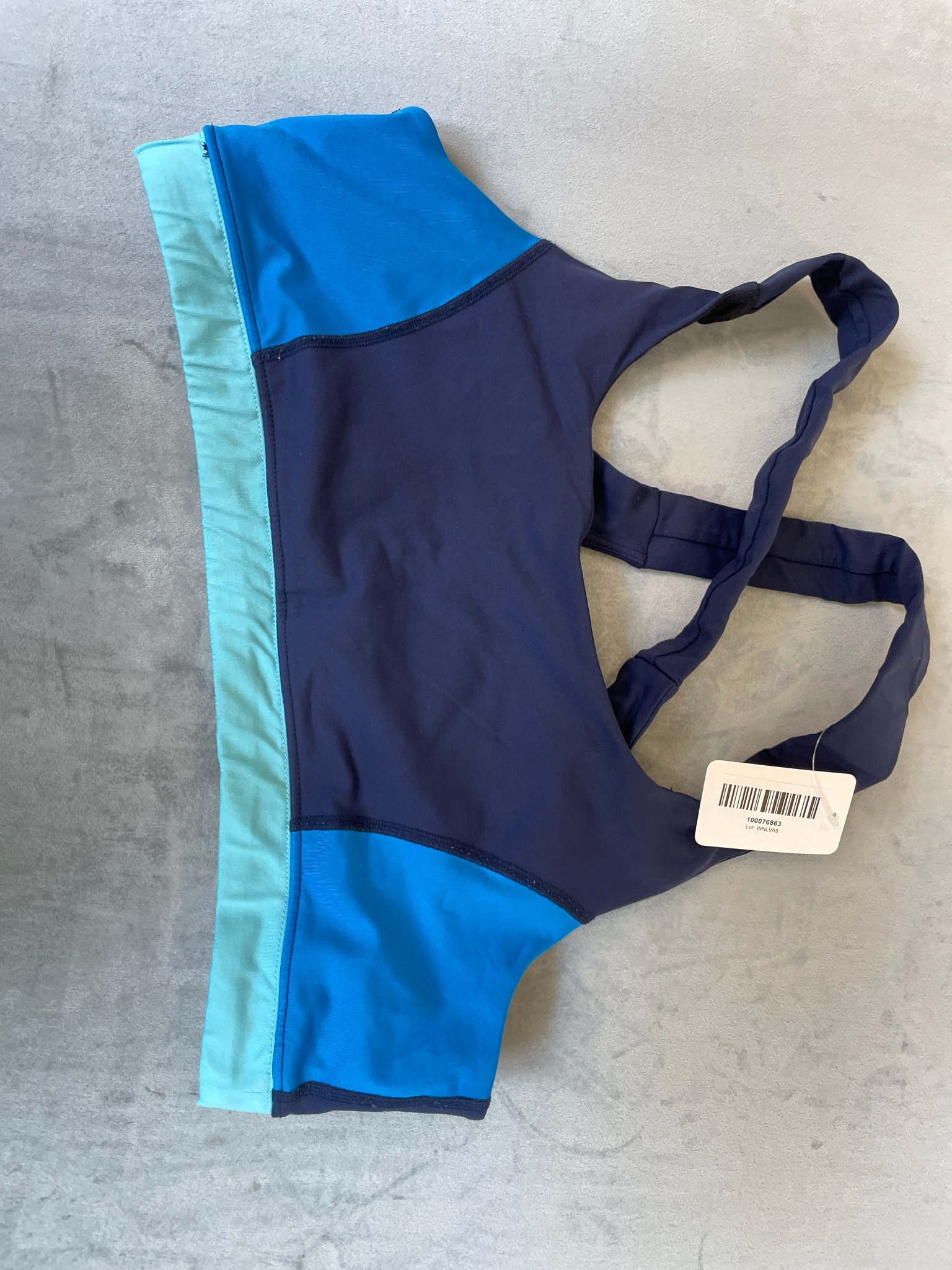 Navy Color-Block Stretch Sports Bra
