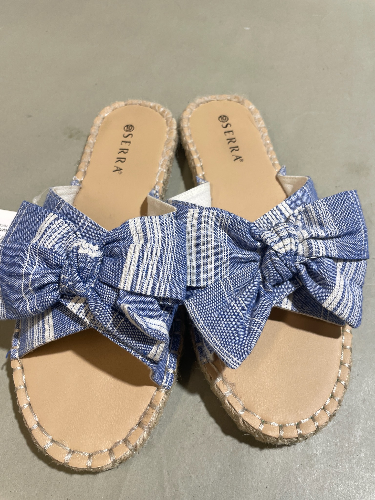 SERRA Blue Striped Bow Espadrille Sandals Size Size 10
