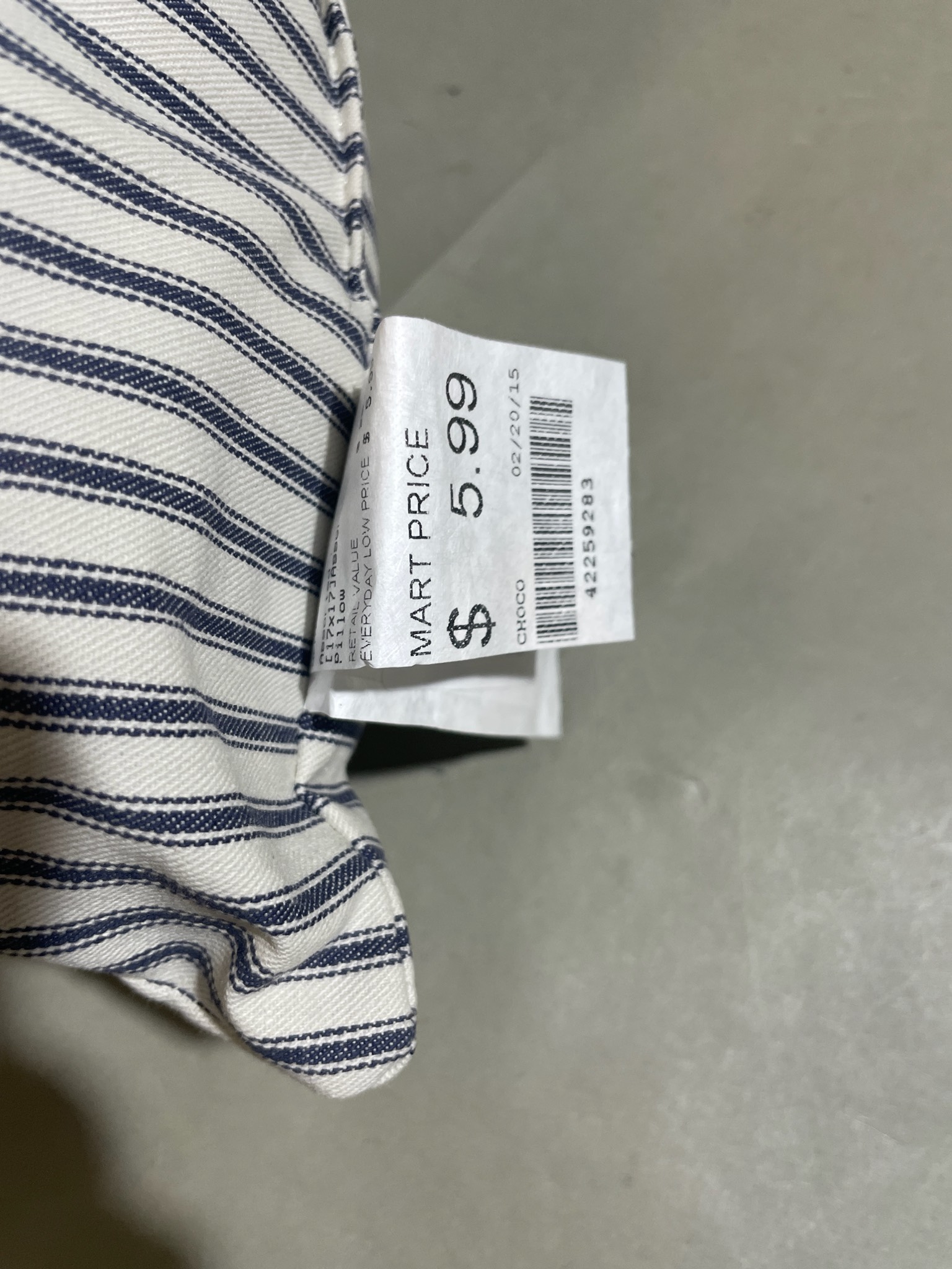 White Navy Striped Throw Pillow