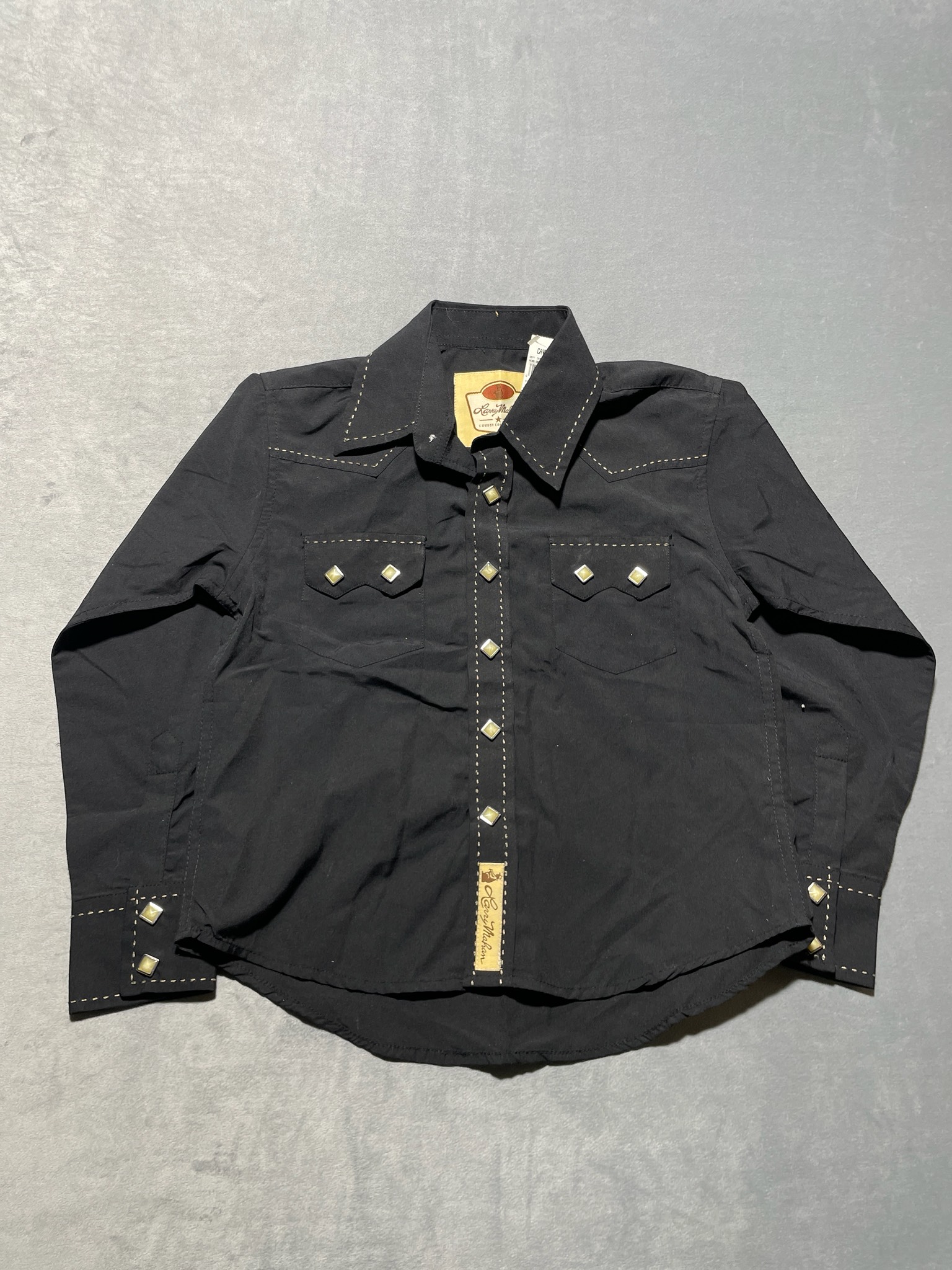 Larry Mahan Black Polyester-Viscose Western Shirt Size M NWT