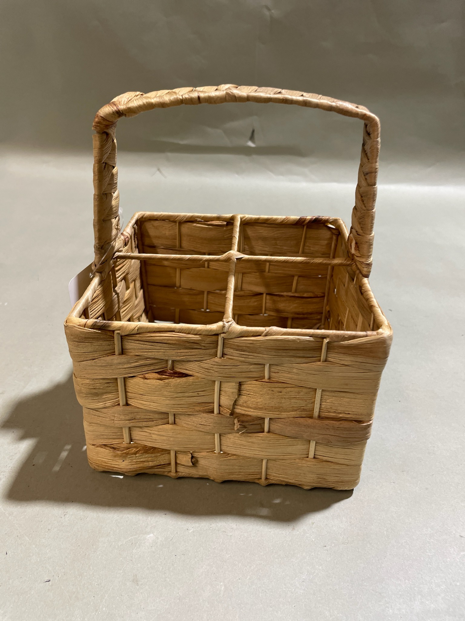 Natural Tan 4-Compartment Woven Caddy