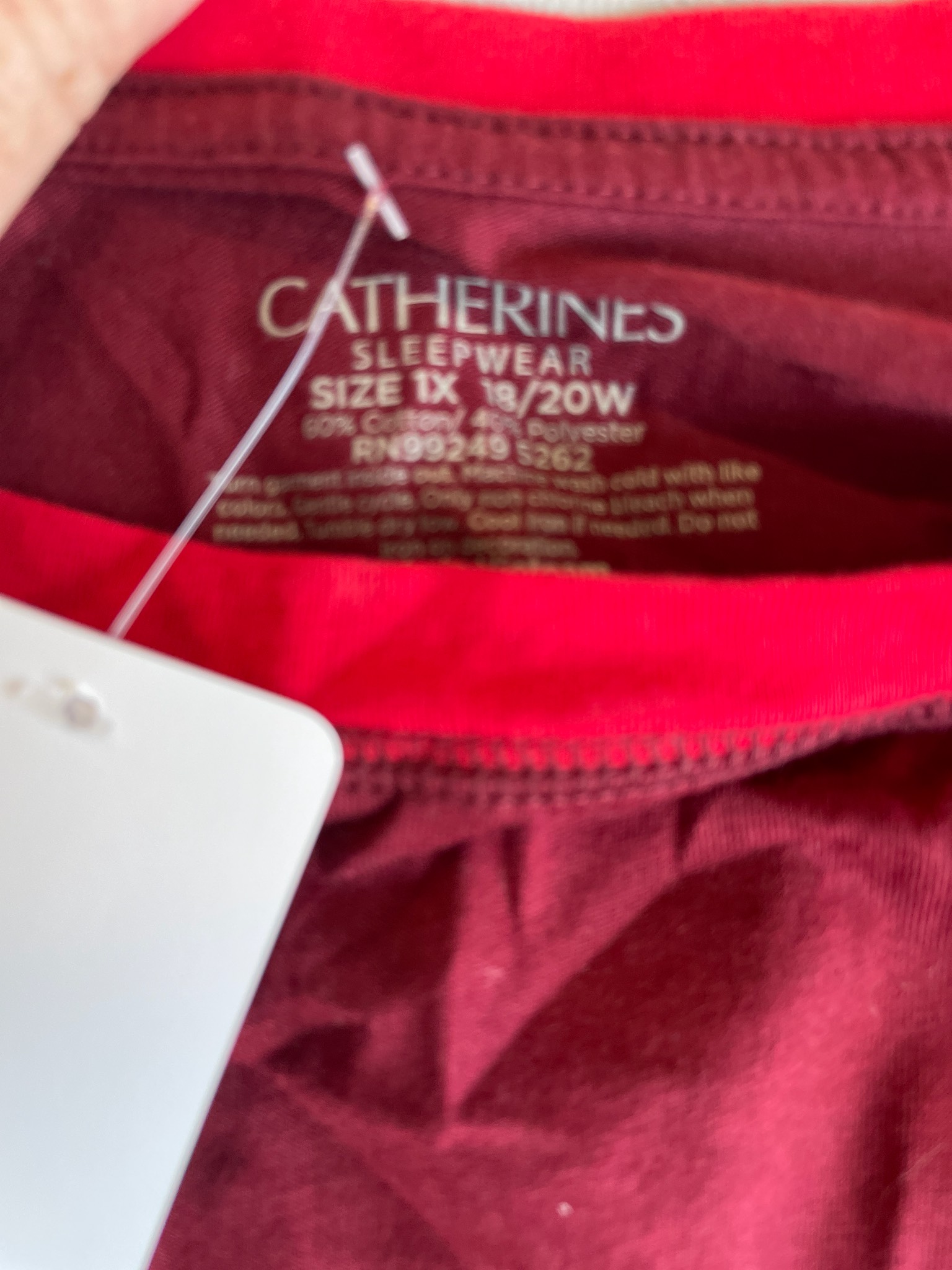 Catherines Burgundy Cotton Blend Pajama Top Size 1X