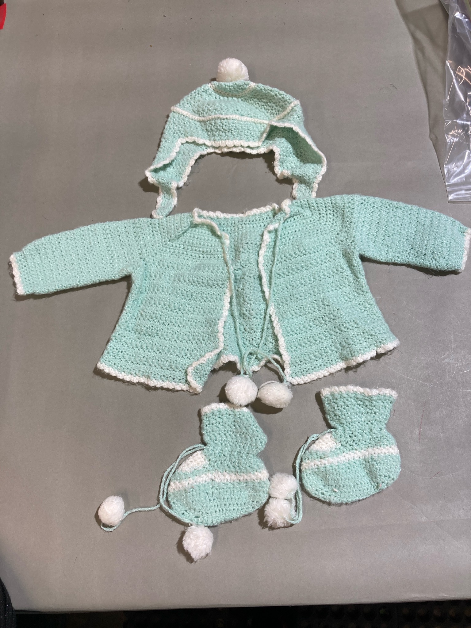 Mint Crochet Cardigan Set