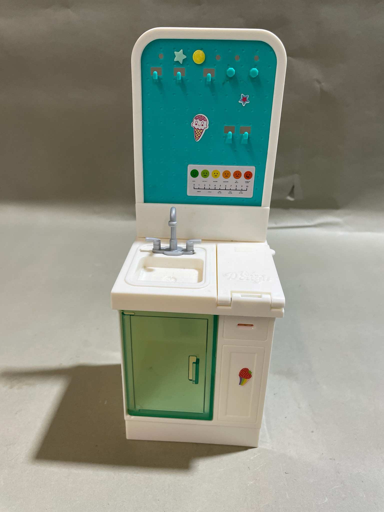 Mattel White Teal Toy Sink Cabinet