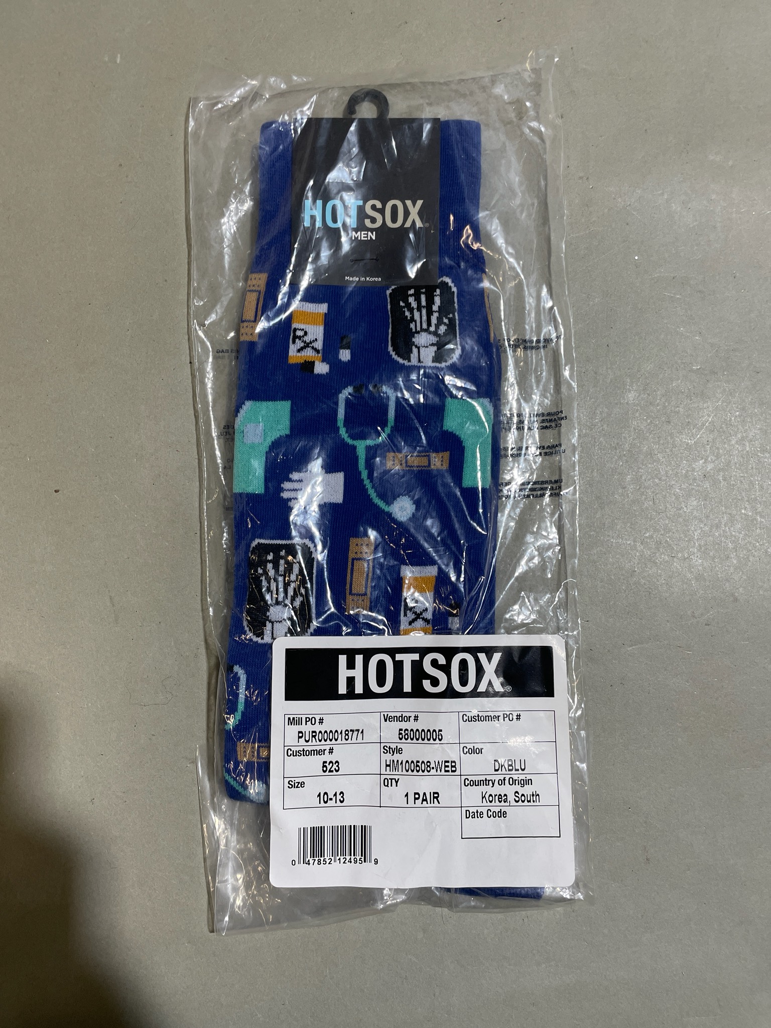 HOTSOX Dark Blue Cotton Blend Crew Socks Size 10-13