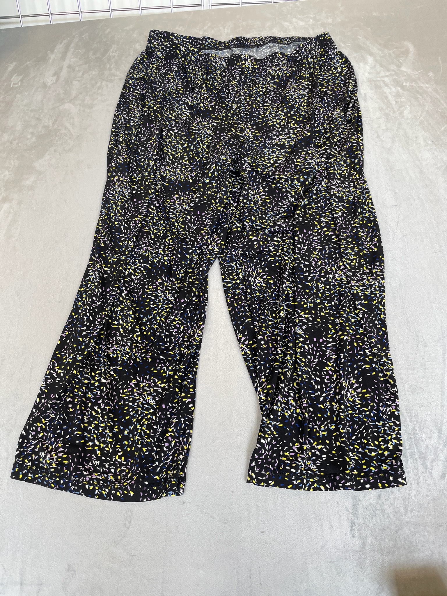east5th Black Confetti Print Polyester-Spandex Pants Size XL