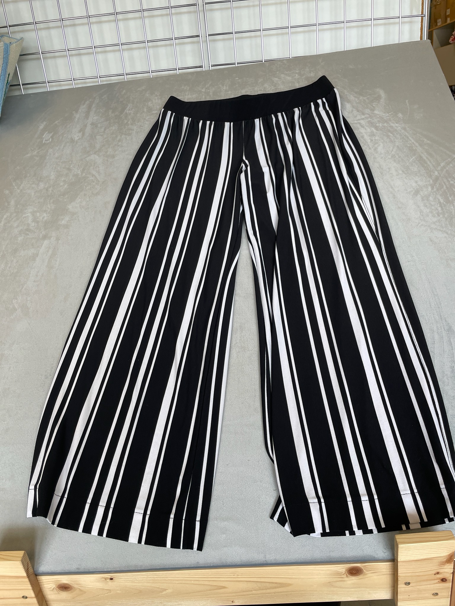 INC International Concepts Black and White Vertical Stripe Polyester Blend Wide-Leg Pants Size 1X
