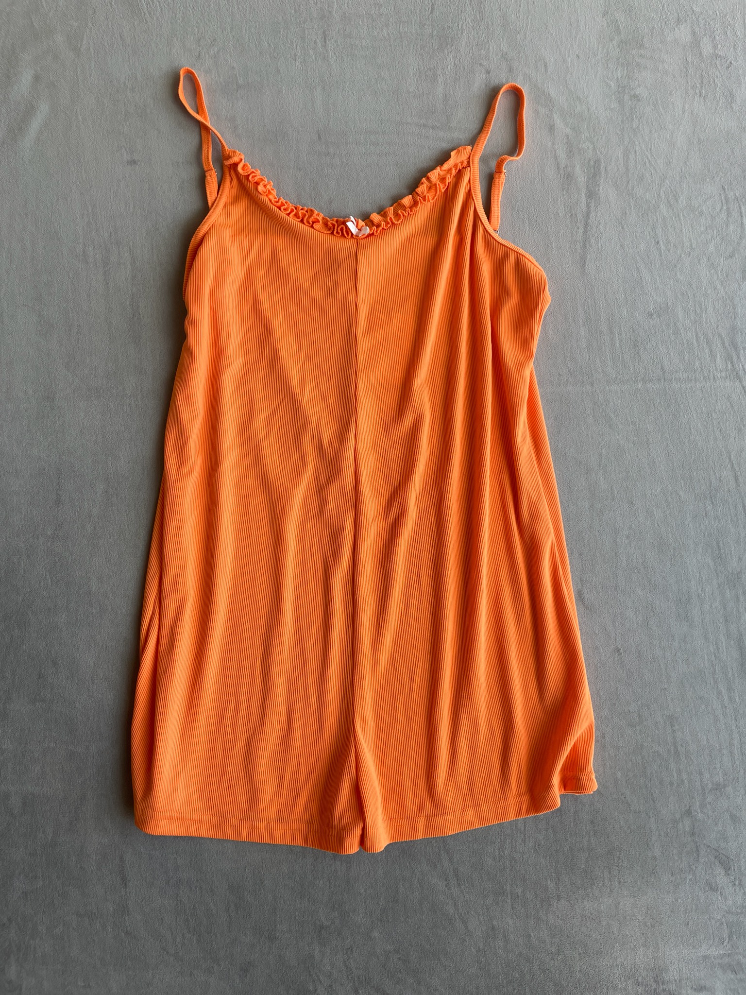 Love to Sleep Orange Ribbed Polyester-Spandex Romper Size 2X