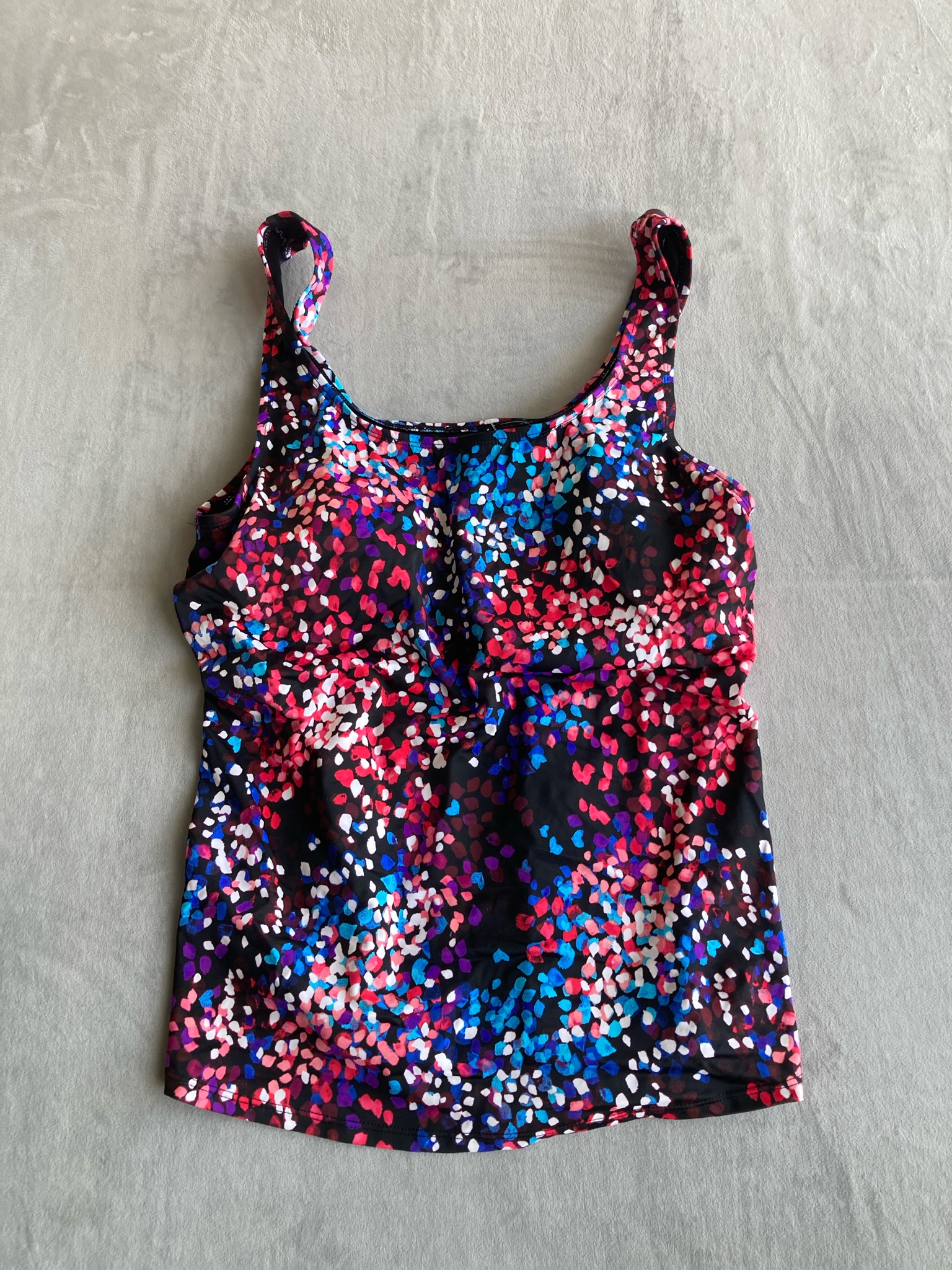 Swimsuits For All Black Multicolor Confetti Stretch One-Piece Swimsuit Size Size 20
