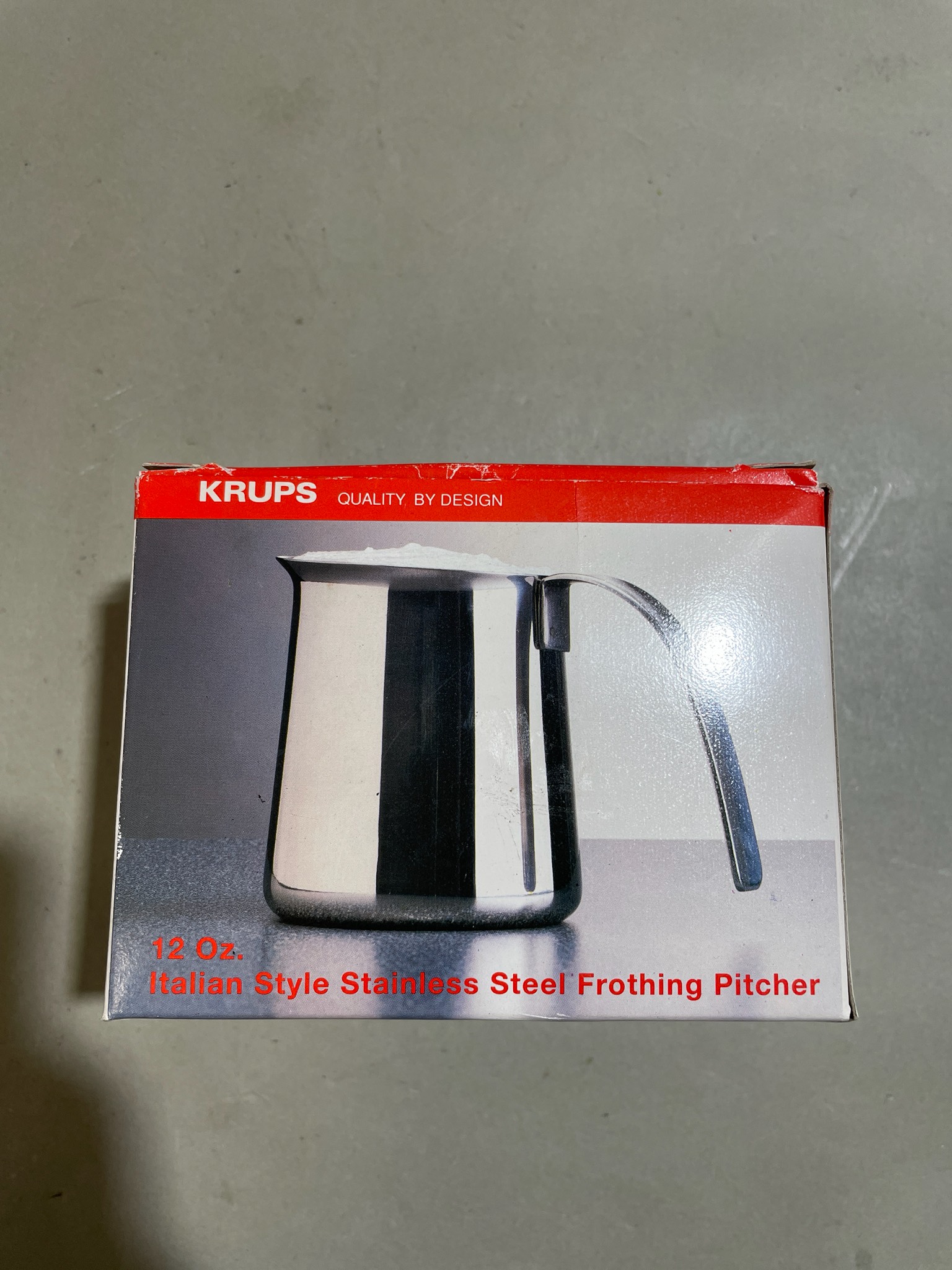 KRUPS Silver Stainless Steel Frothing Pitcher Size 12 Oz.