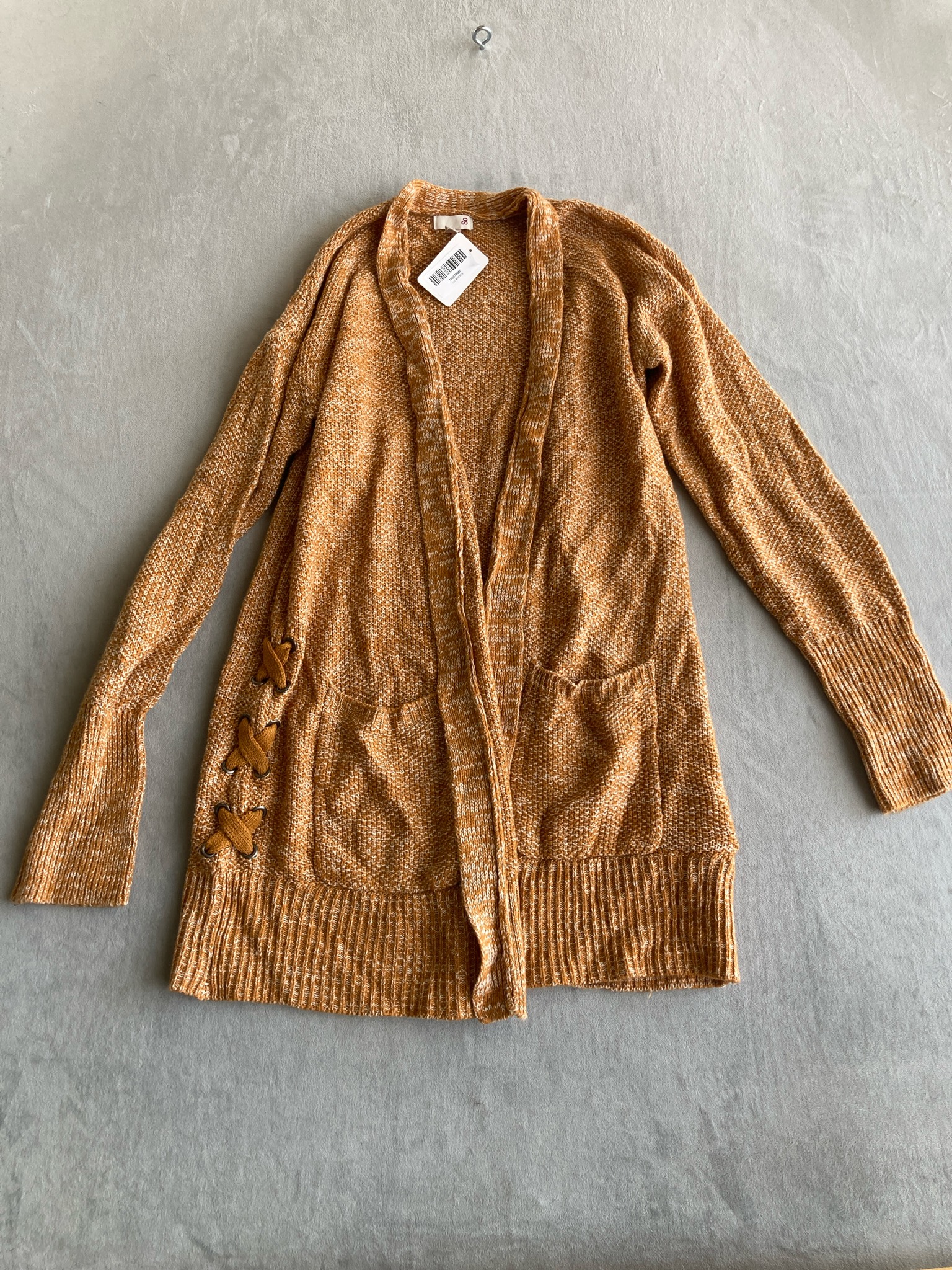 SO Mustard Orange Marled Knit Cardigan Size XL