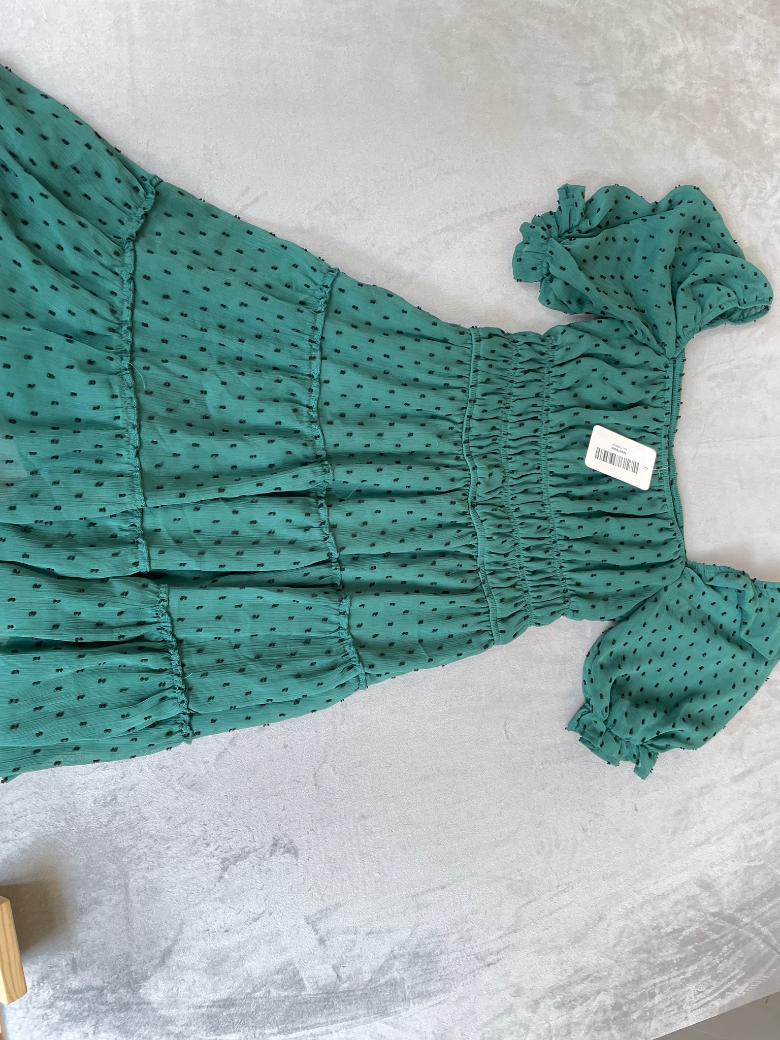 Teal Green Clip Dot Chiffon Dress
