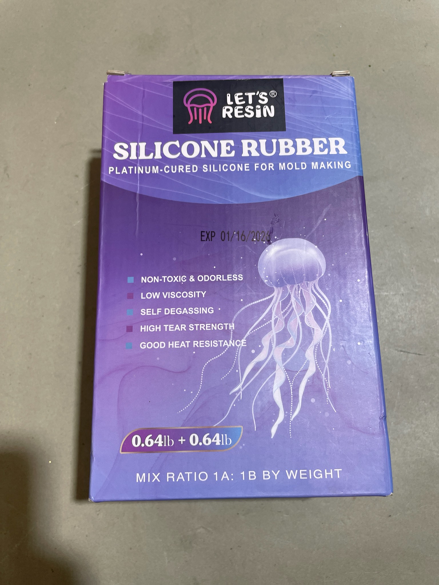 LET'S RESIN Purple 2-Part Silicone Mold Making Kit Size 0.64lb + 0.64lb