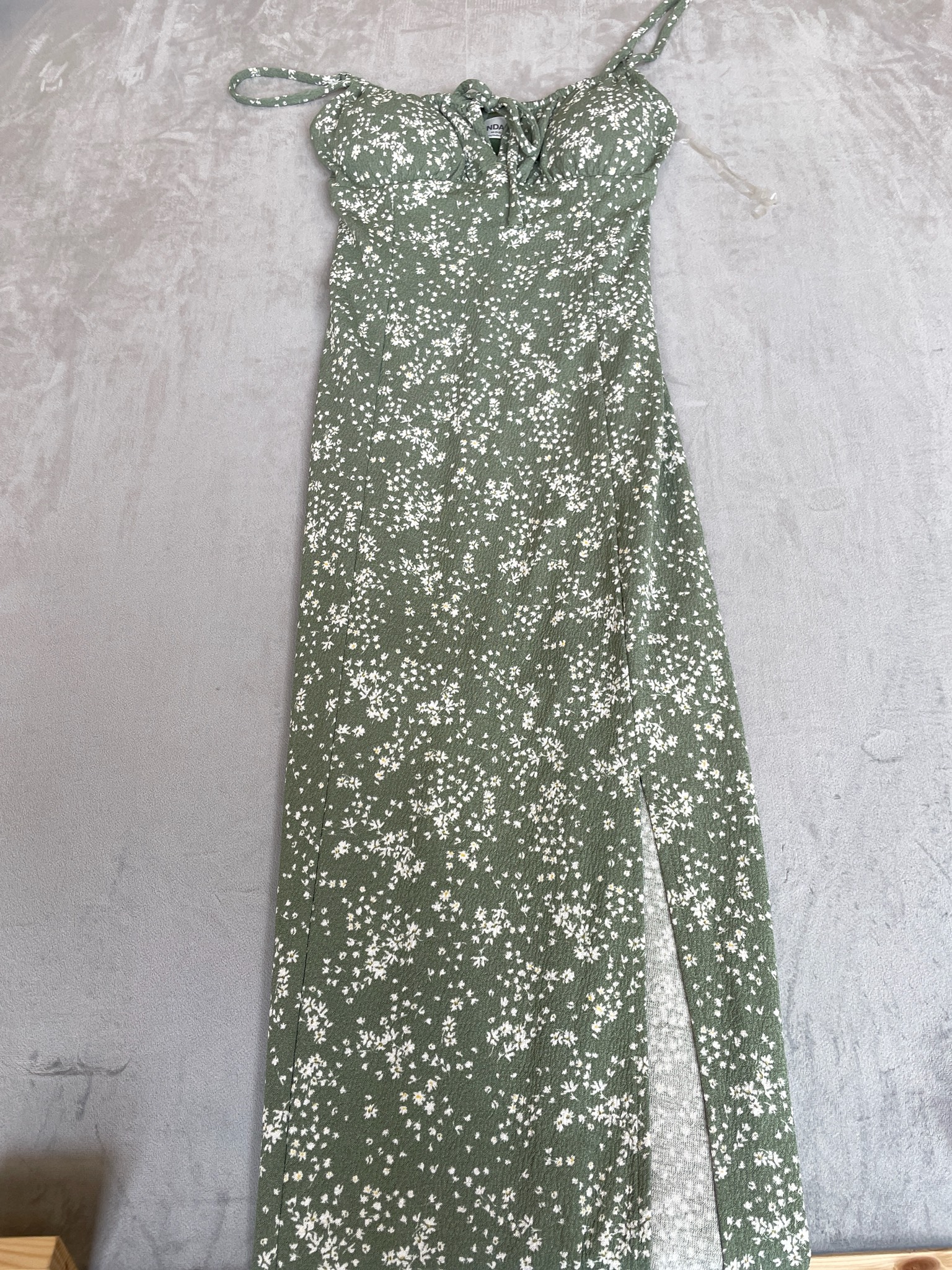 No Boundaries Olive Green Ditsy Floral Textured Knit Dress Size XS (0-2)