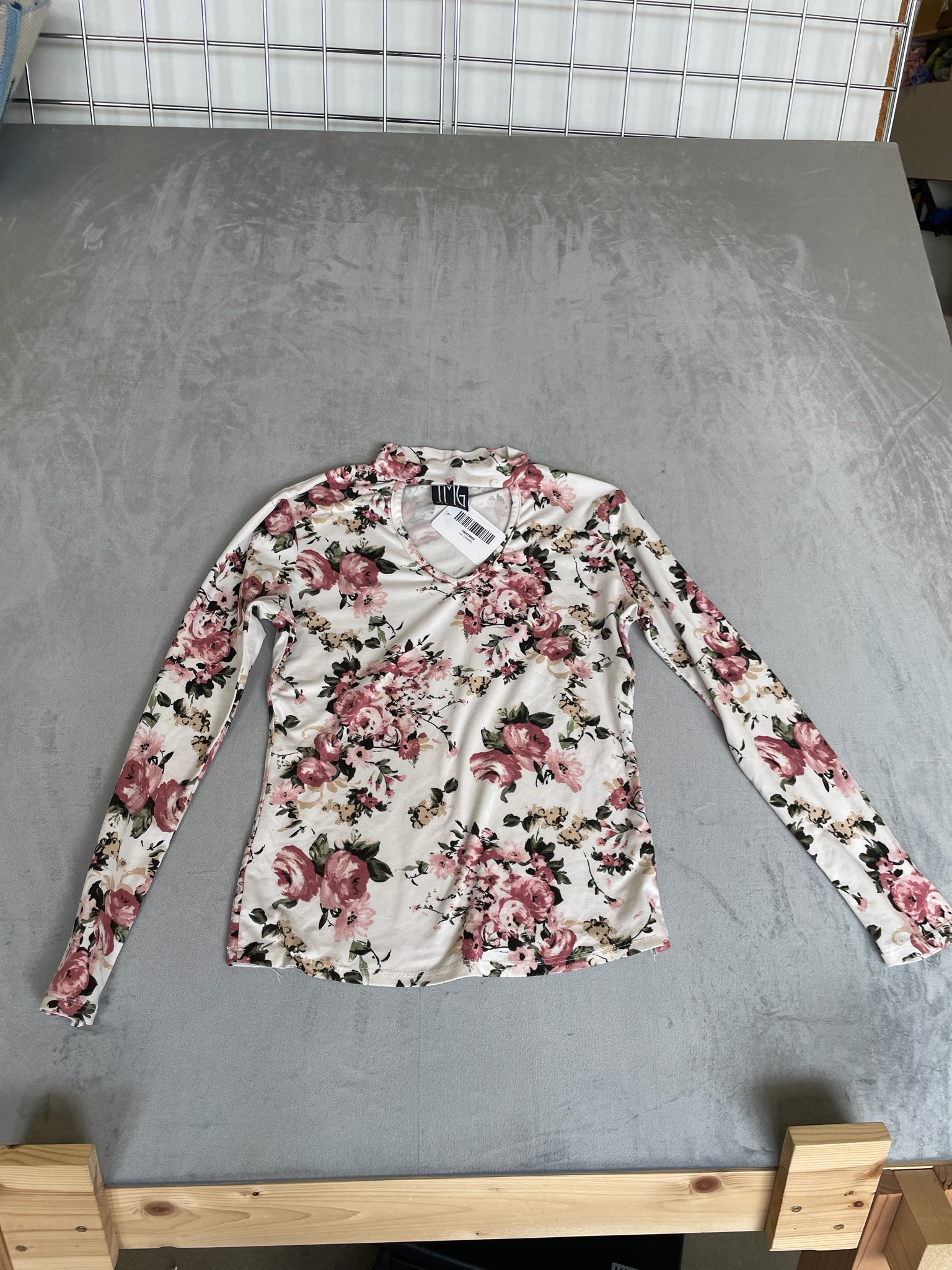 INC New York Ivory Floral Knit Long Sleeve Top
