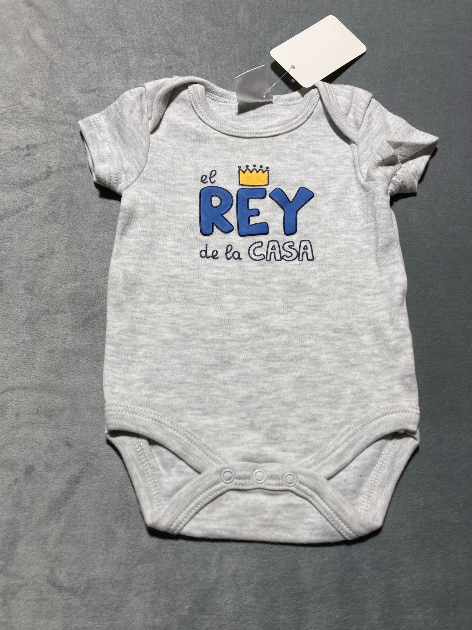 Hola Mundo gray graphic onesie size 0-3M