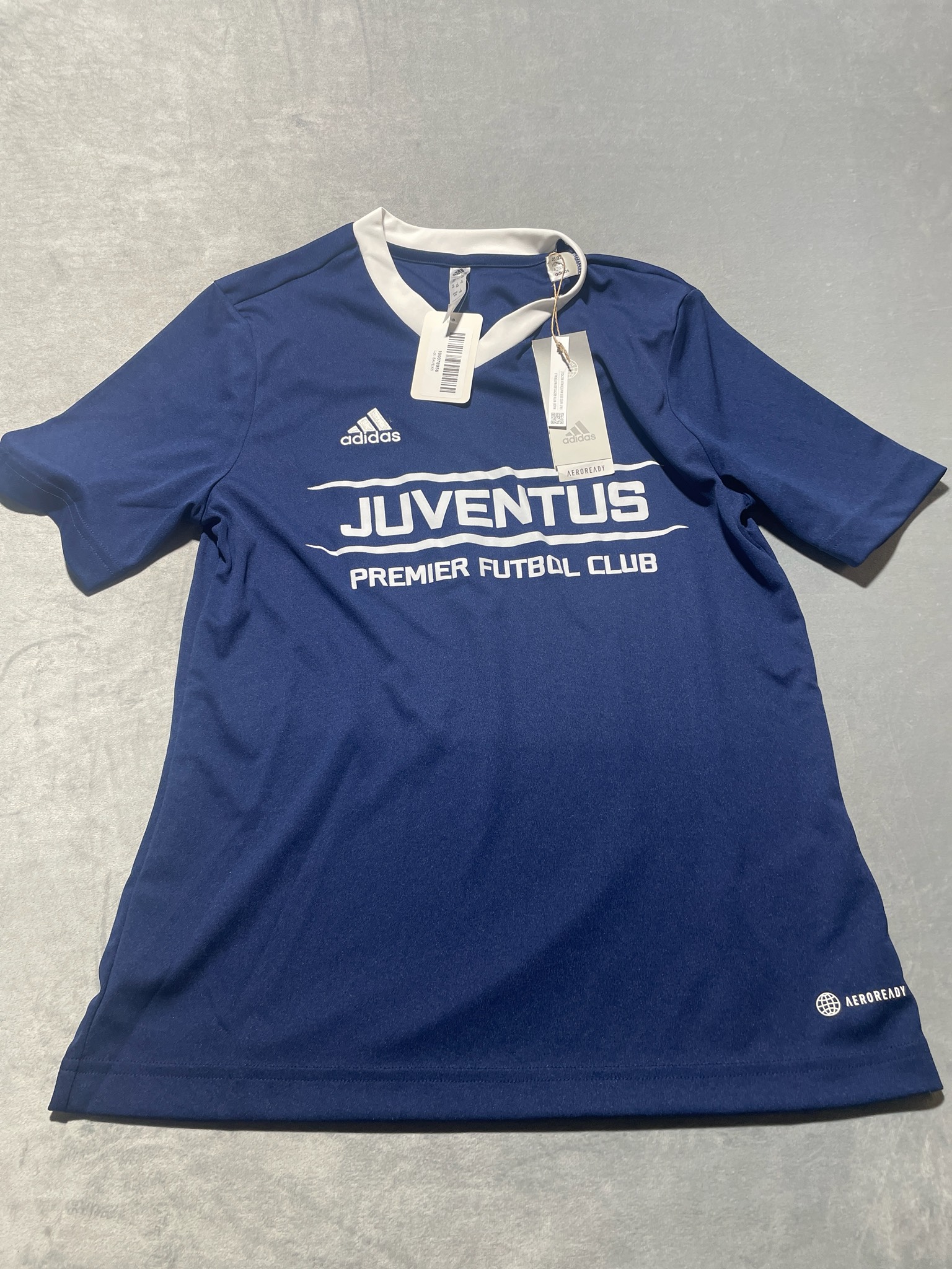 Adidas Navy Synthetic Soccer Jersey Size UK 13-14Y