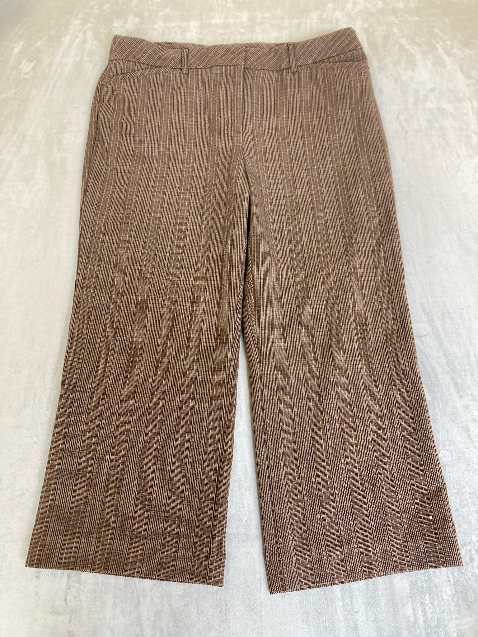 TOZ & ALI Brown Textured Polyester Blend Dress Pants Size Size 14