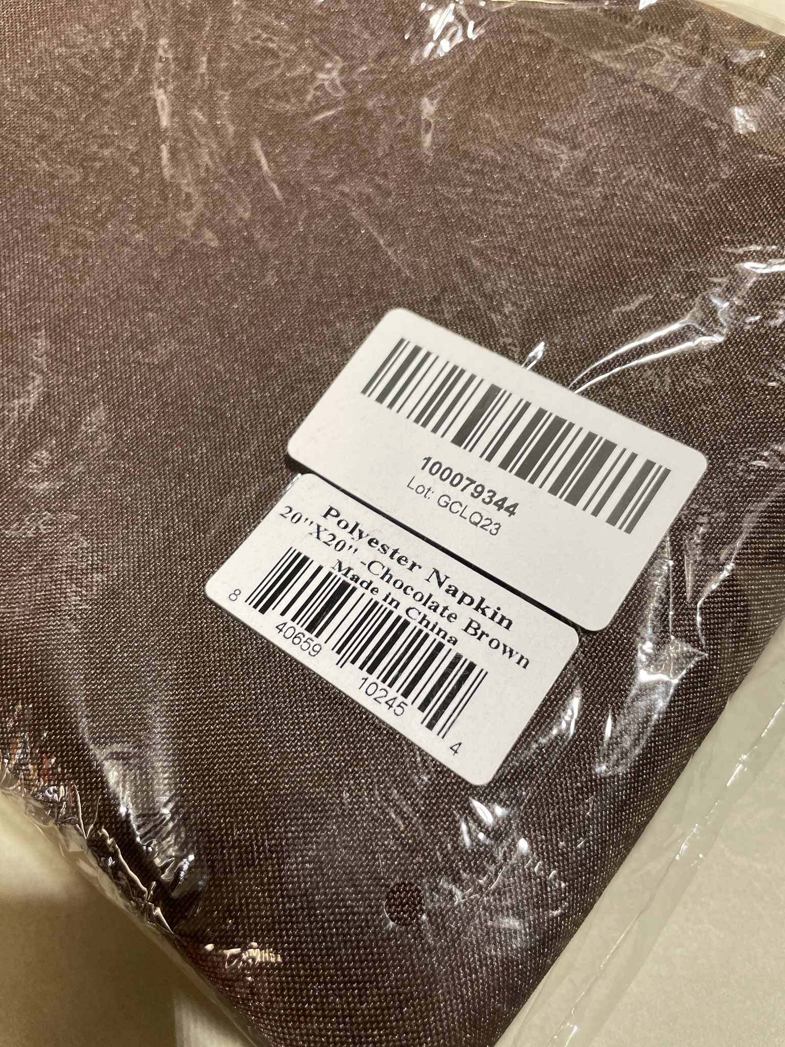 (10) Chocolate Brown Polyester Napkin Size 20" x 20"