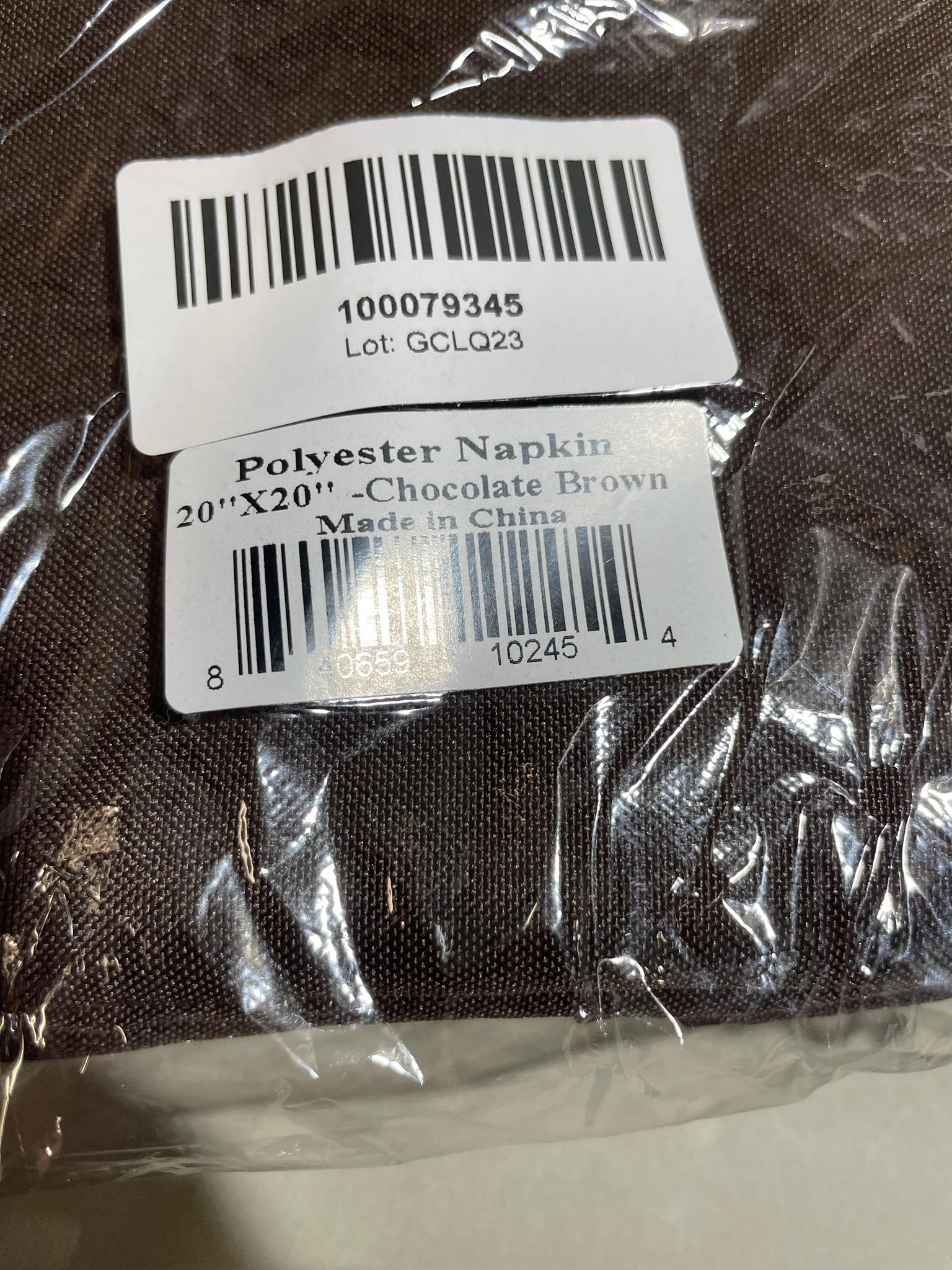 (10) Chocolate Brown Polyester Napkin Size 20" x 20"