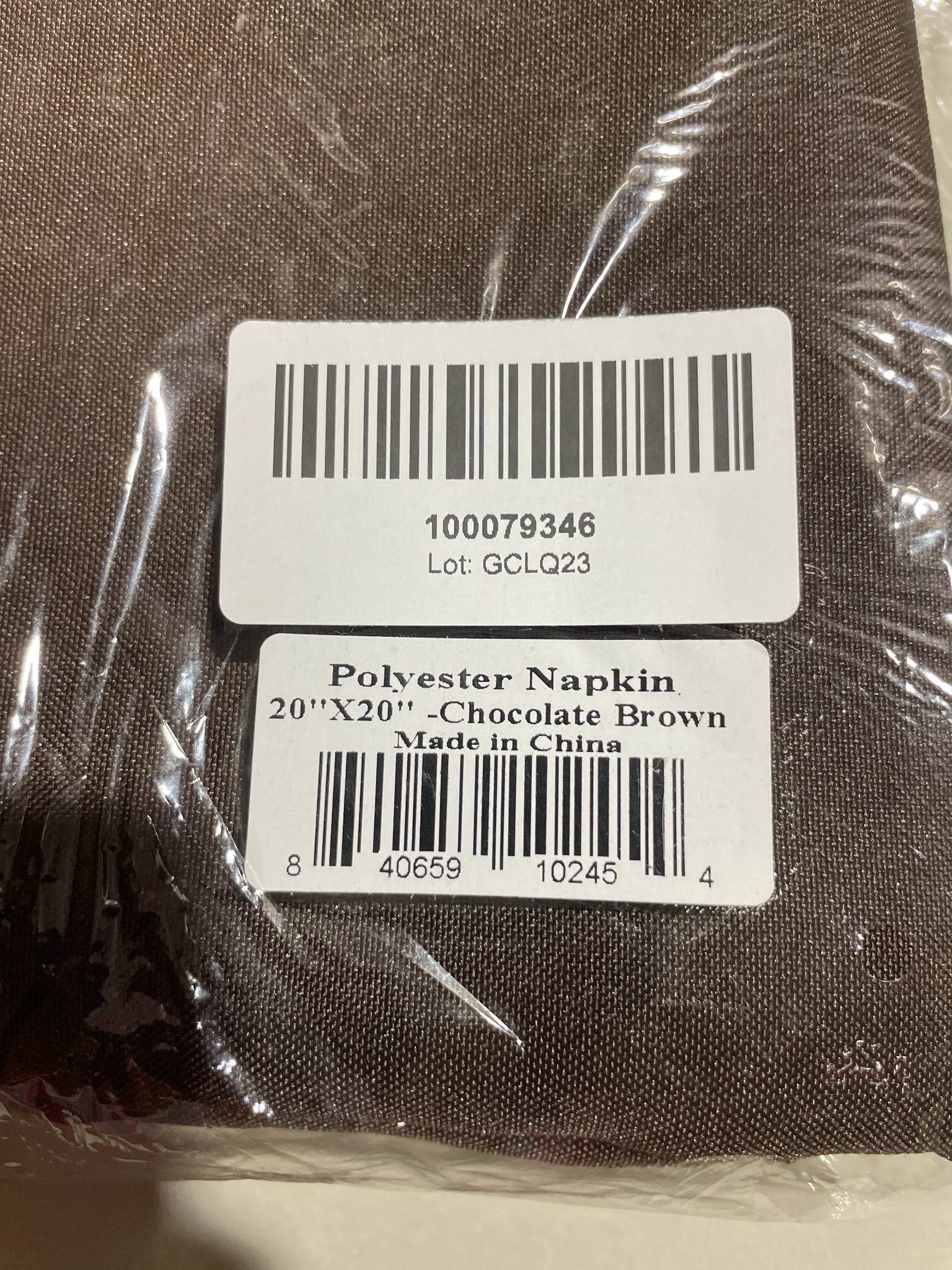 (10) Chocolate Brown Polyester Napkin Size 20" x 20"