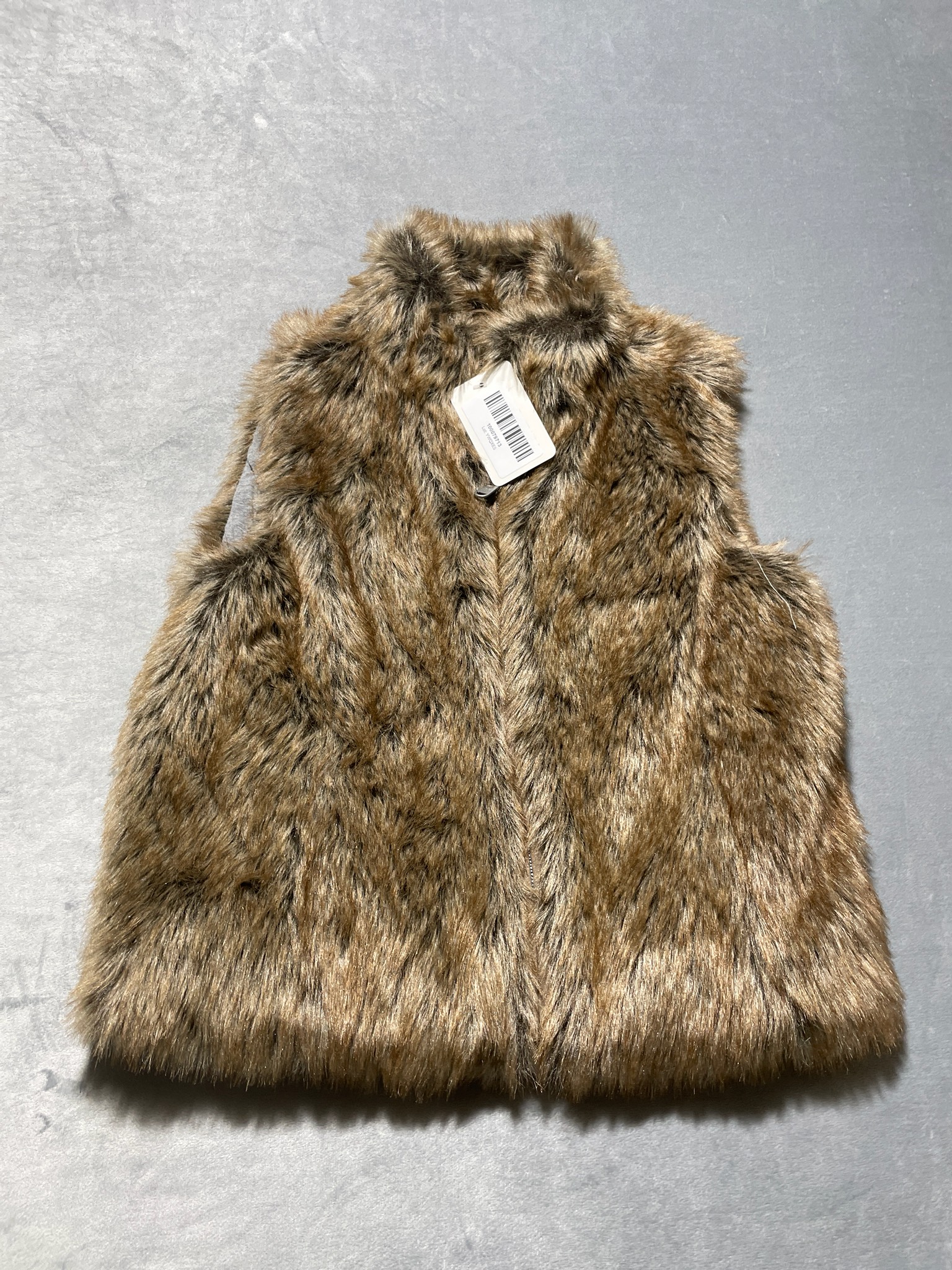 Justice Brown Multi-Tone Faux Fur Vest Size 8/10